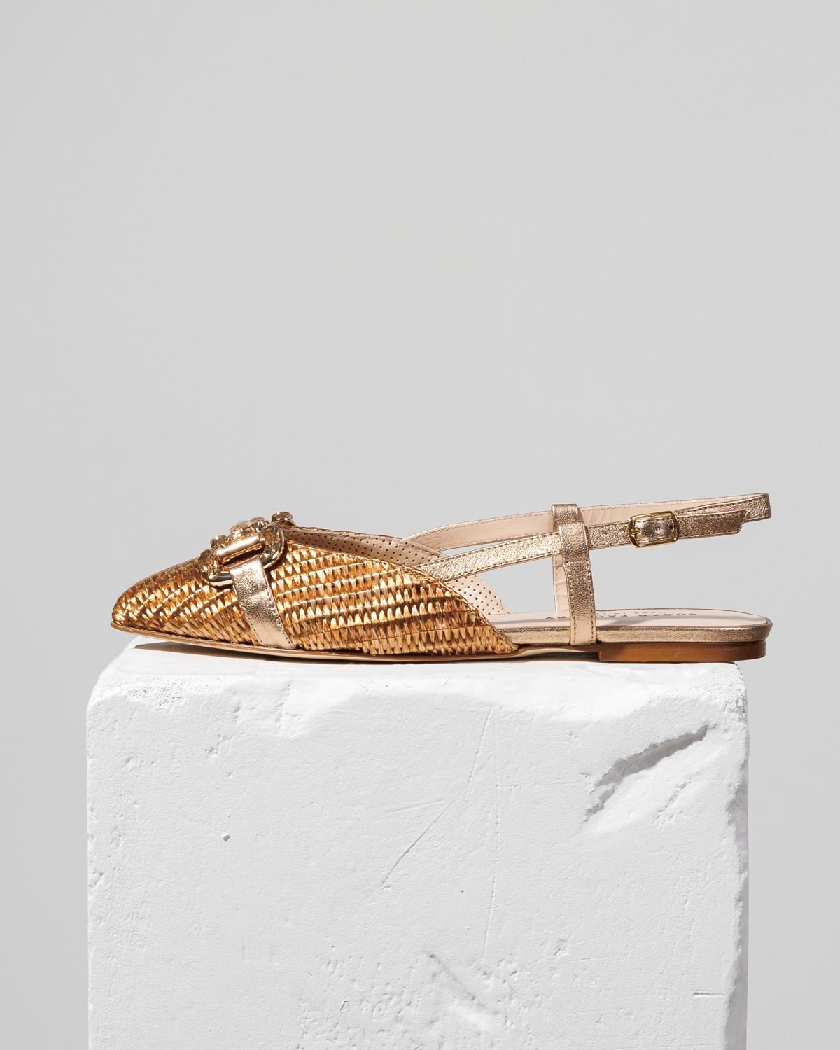 Золотые текстильные балетки - Main image