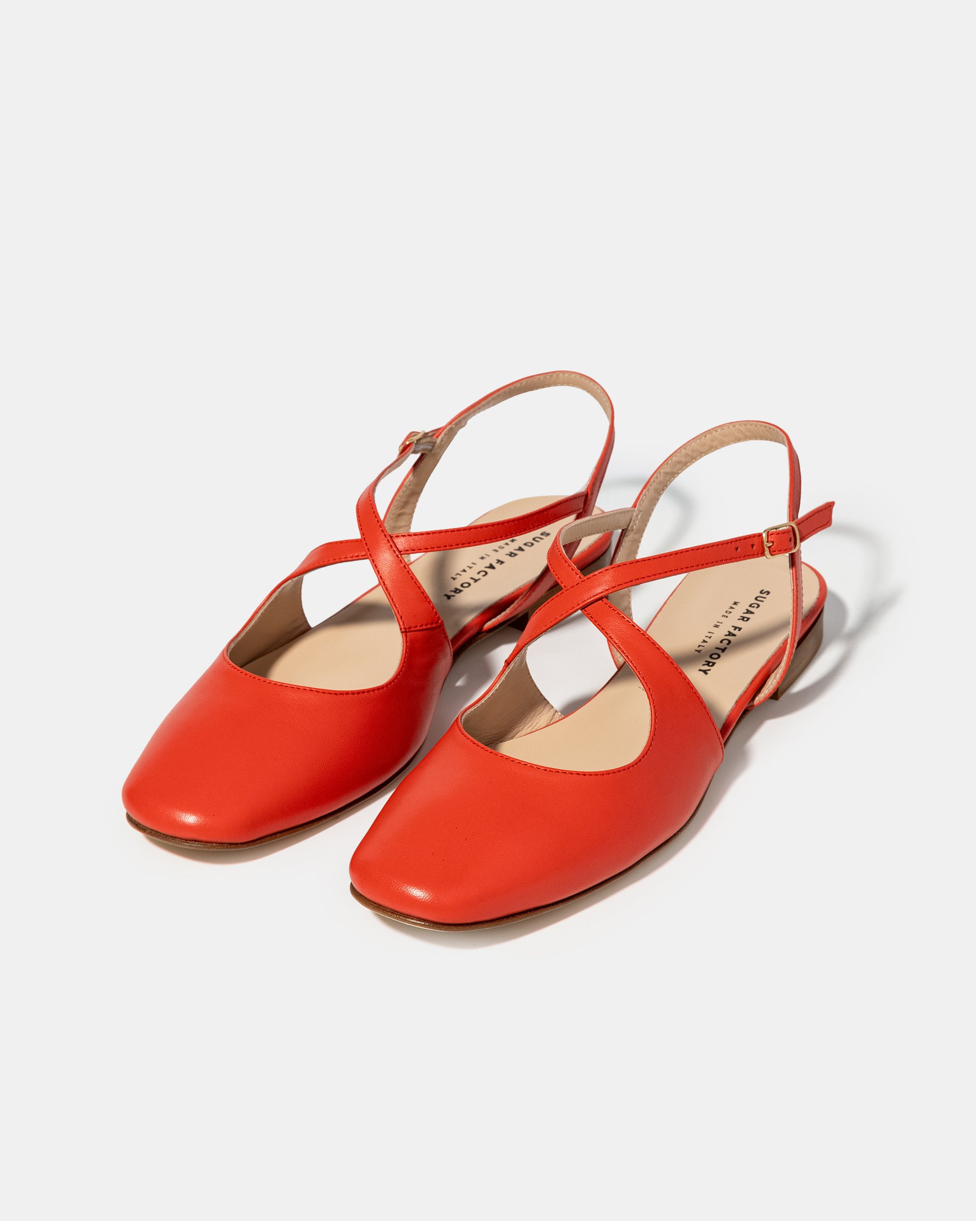 Кораллово-красные кожаные туфли с ремешками - Image 2 of 4