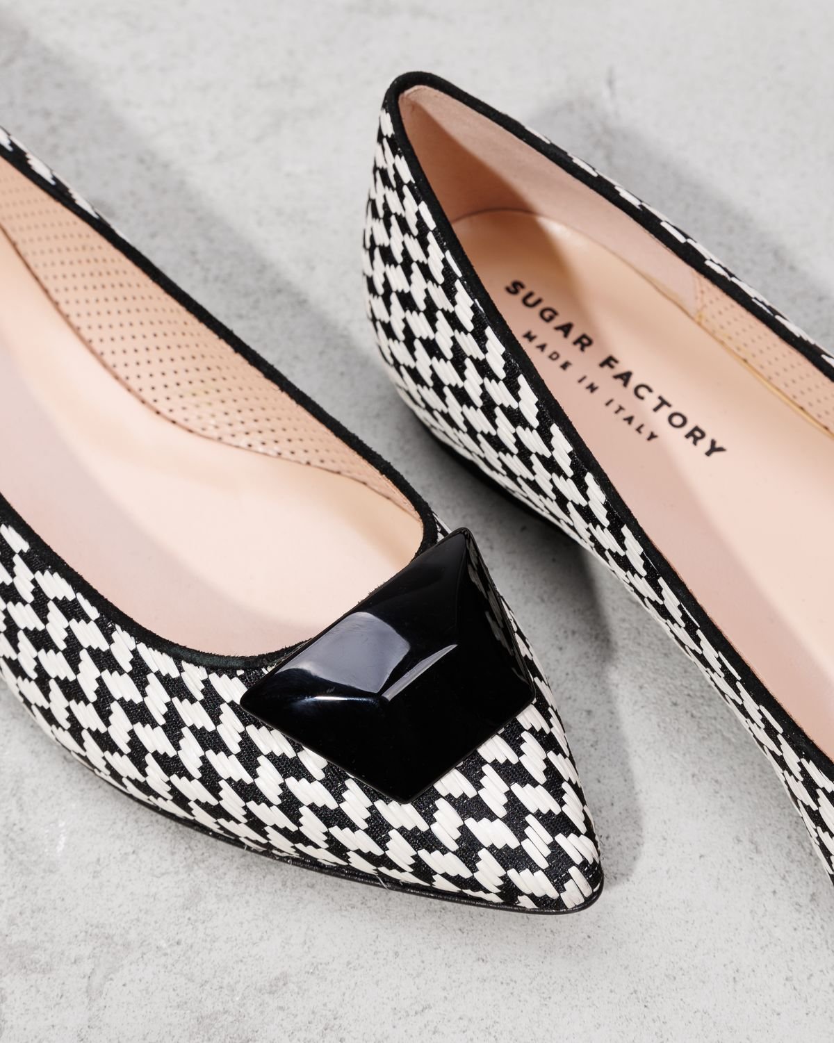 Черно-белые текстильные балетки - Image 4 of 4