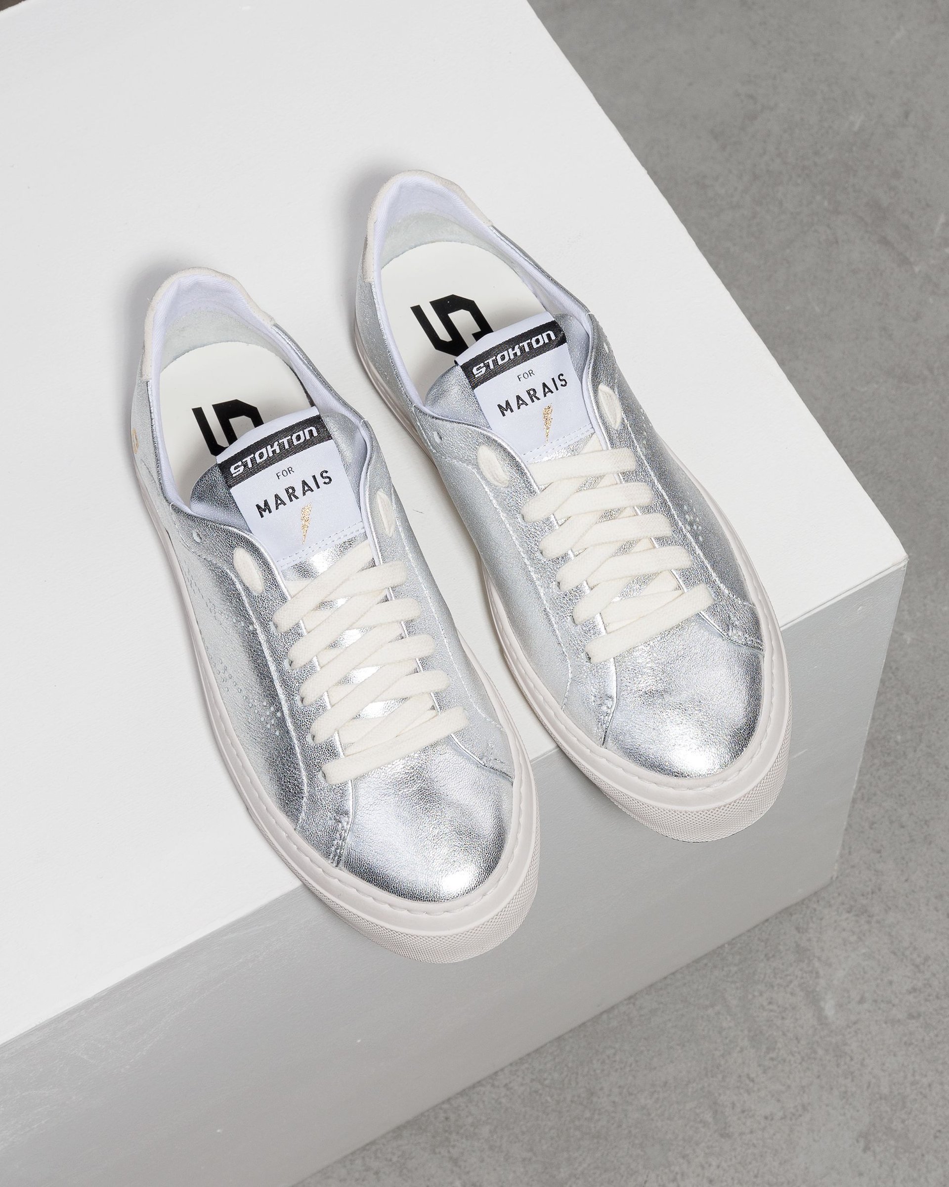 Серебряные кожаные кеды - Image 2 of 6