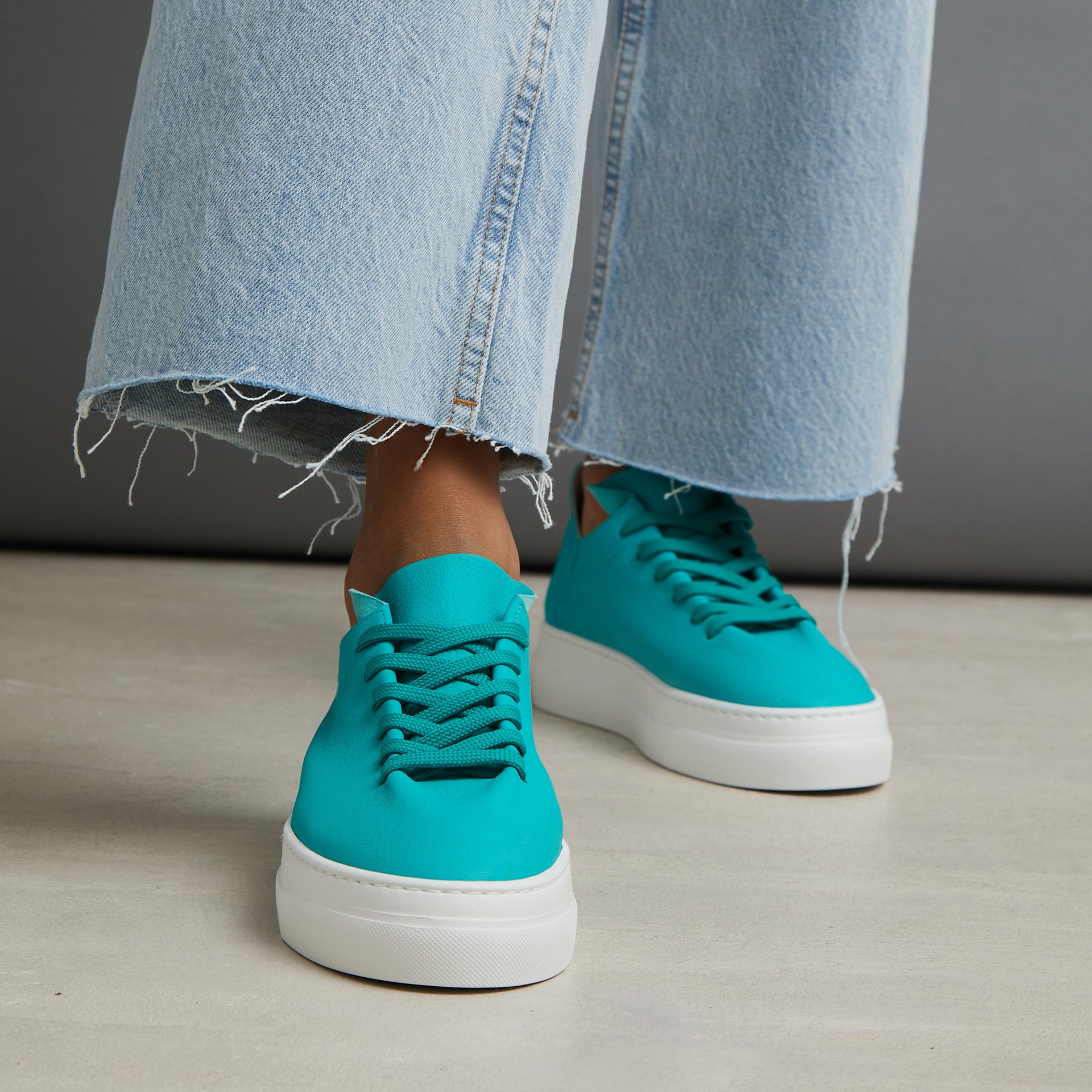 Бирюзовые кожаные кеды - Image 4 of 4