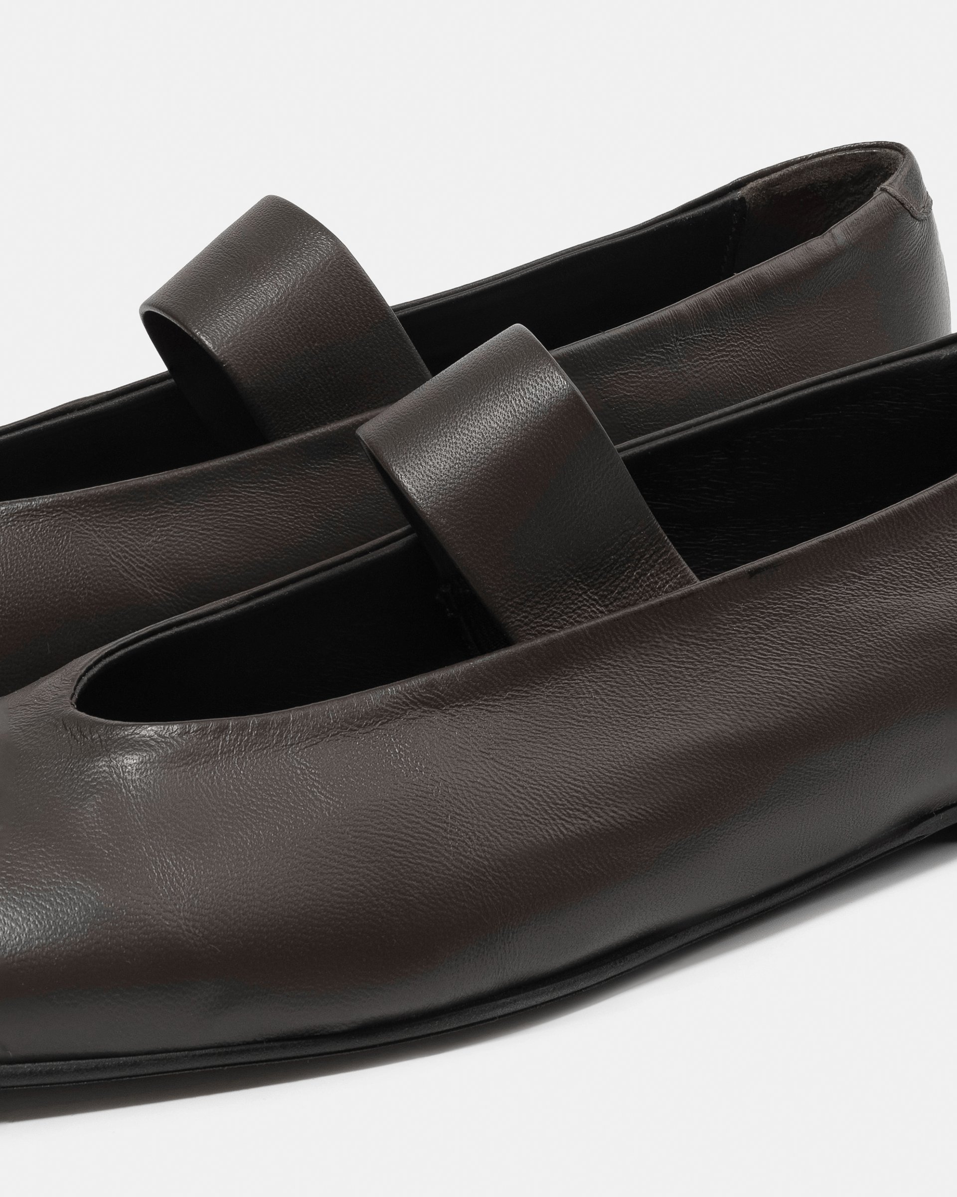 Темно-коричневые кожаные туфли на плоской подошве - Image 3 of 5