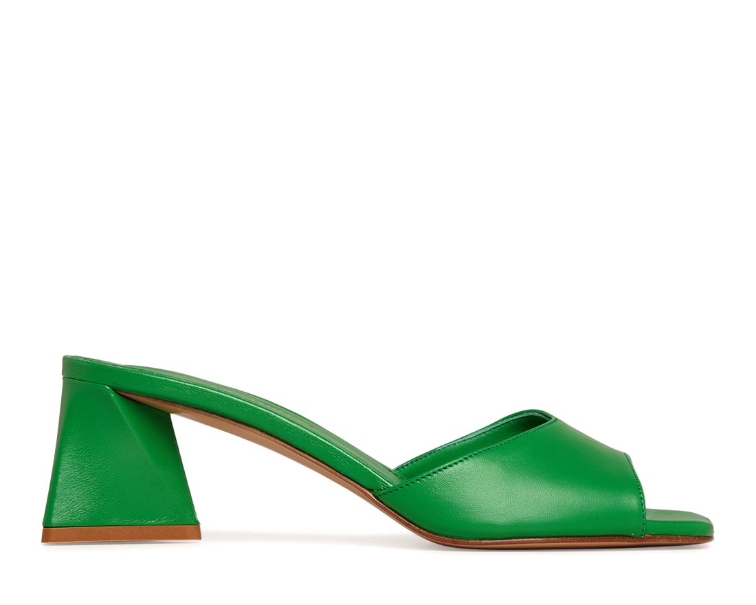 Зеленые кожаные мюли - Main image