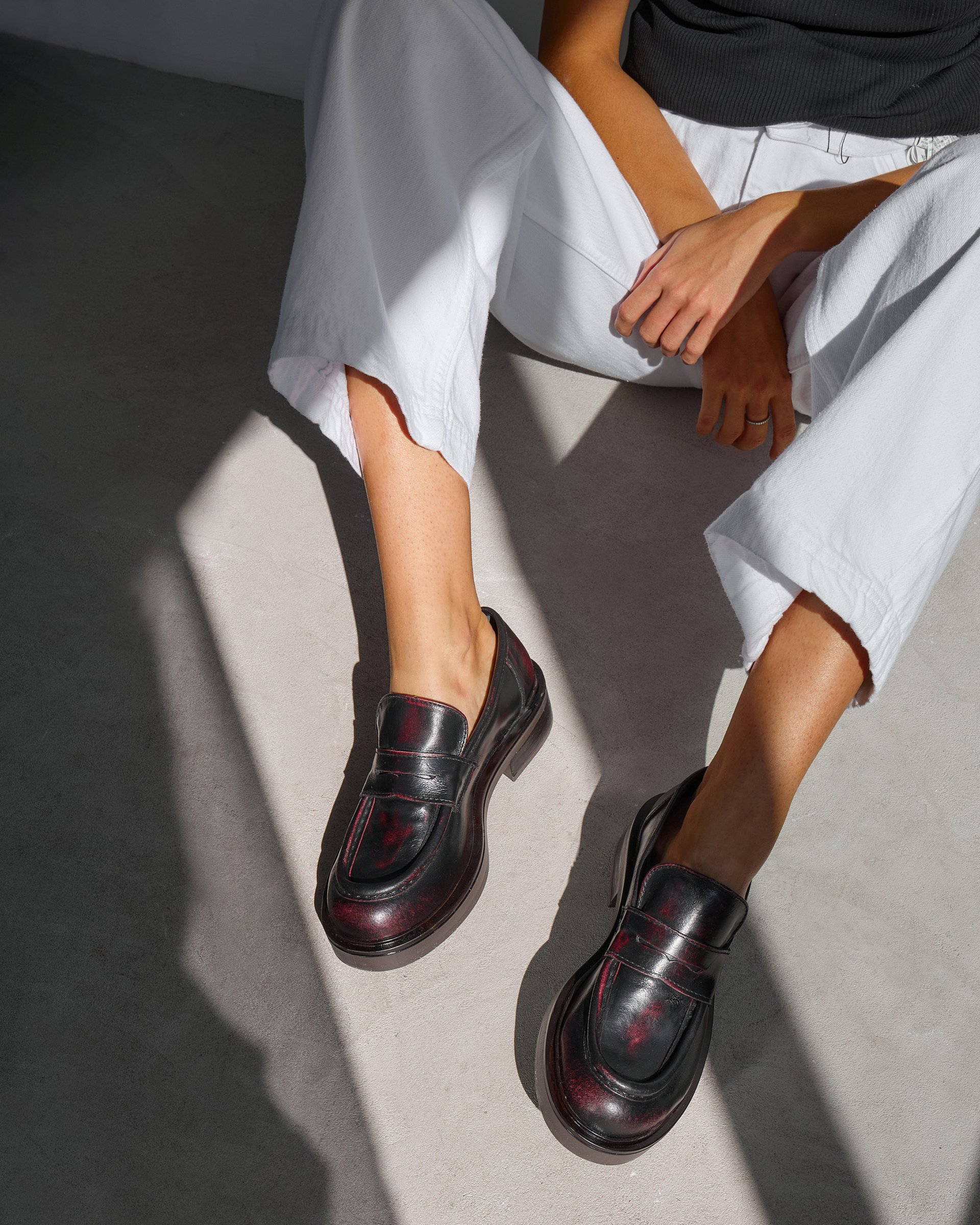 Темно-бордовые кожаные лоферы - Image 4 of 7