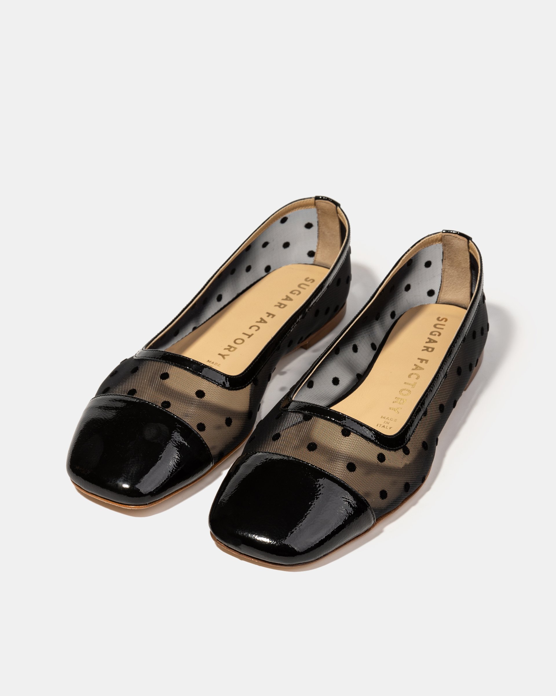 Черные лаковые балетки из текстильной сетки - Image 2 of 5