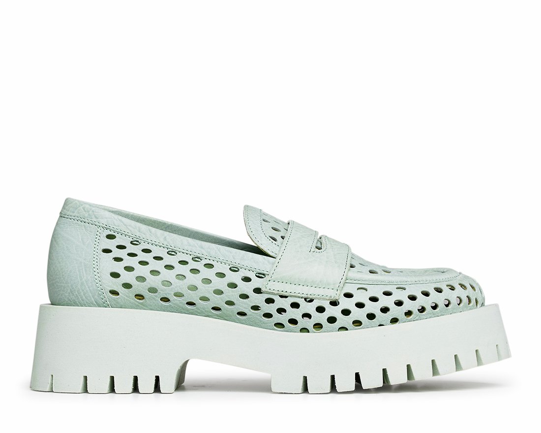 Зеленые кожаные лоферы - Main image