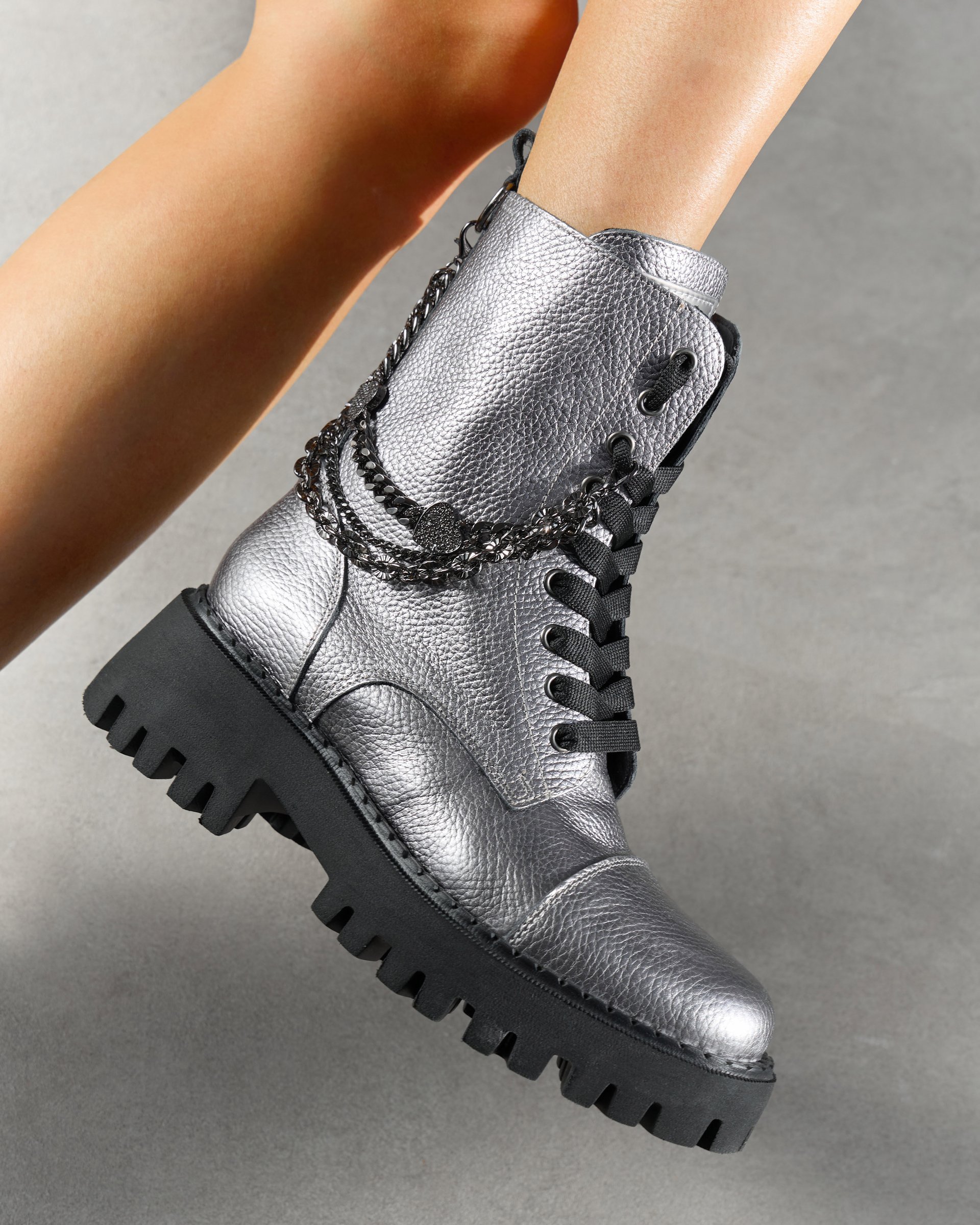 Серебристые кожаные ботинки - Image 6 of 6