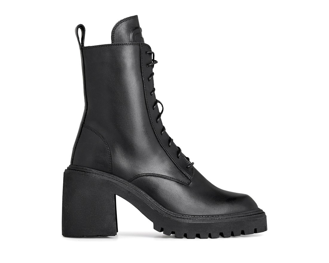 Зимние черные кожаные ботильоны - Main image