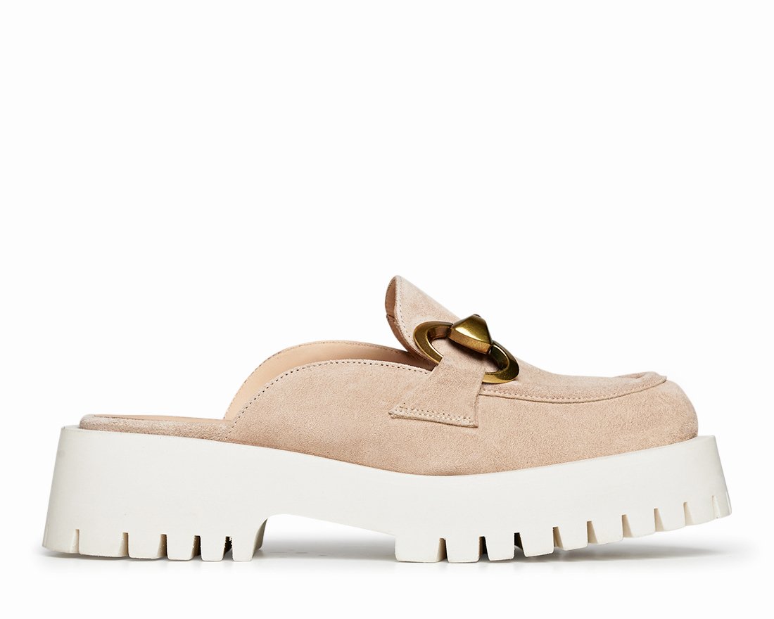 Бежевые замшевые лоферы - Main image