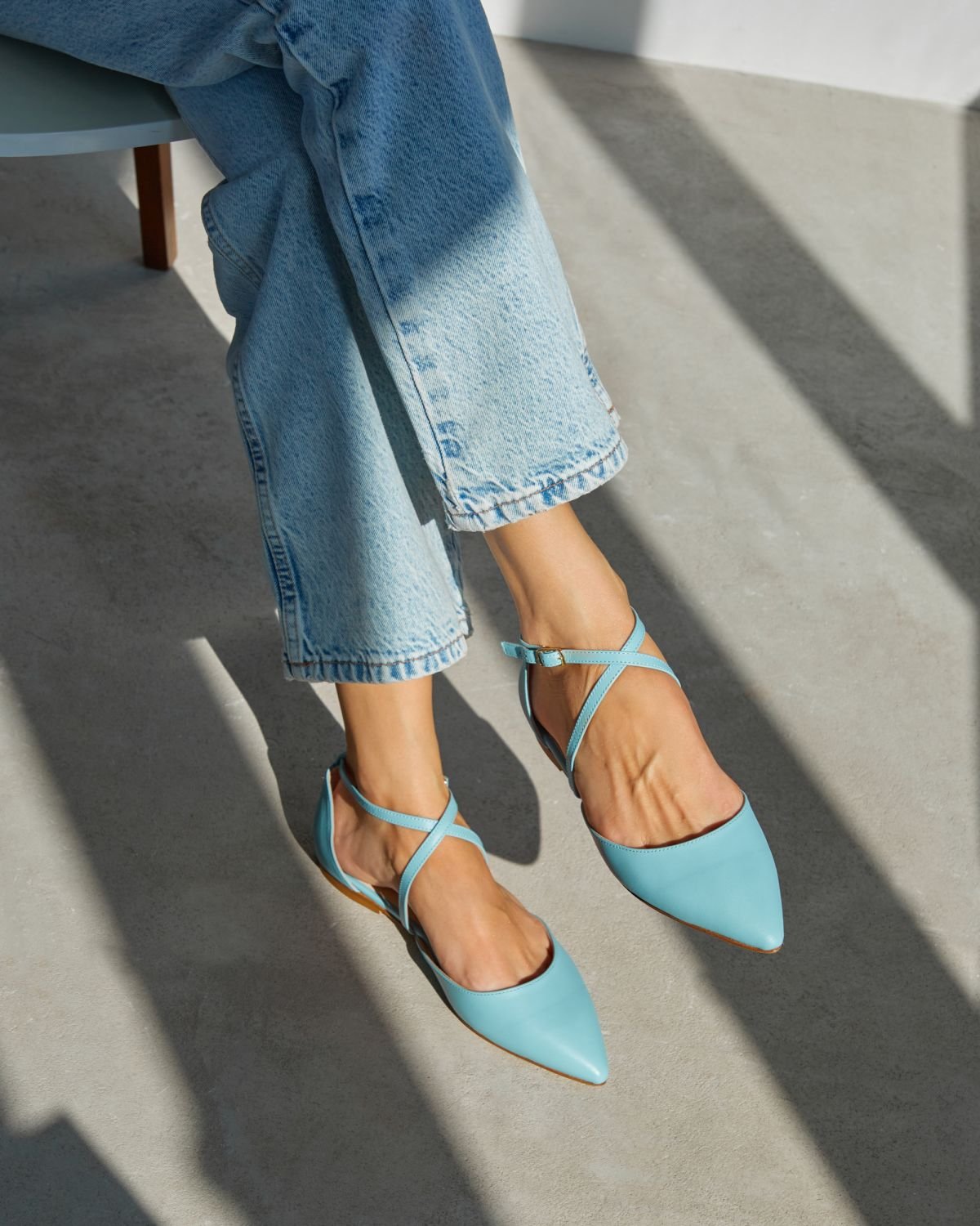 Голубые кожаные балетки - Image 6 of 6