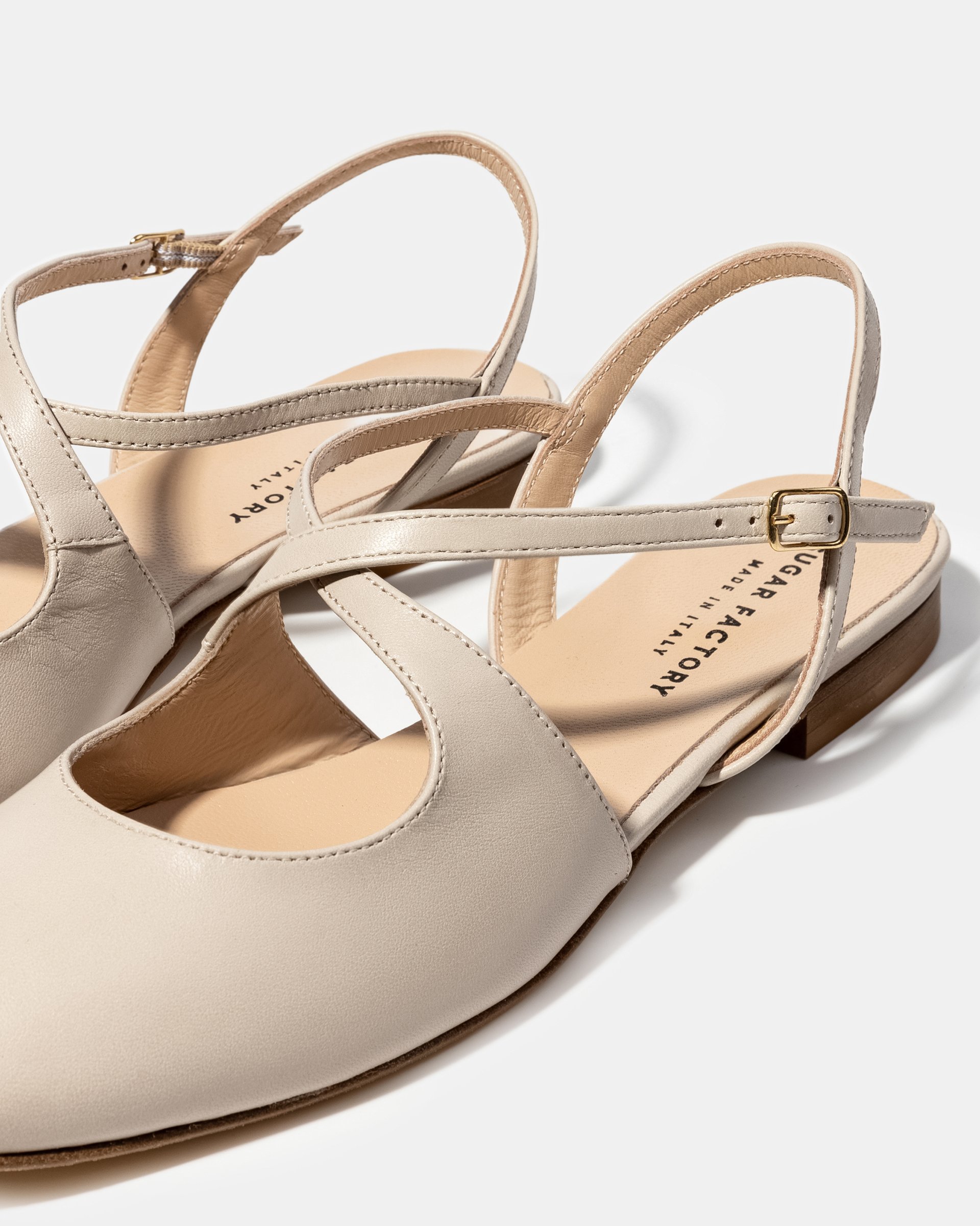 Кремово-бежевые кожаные туфли с ремешками - Image 4 of 4