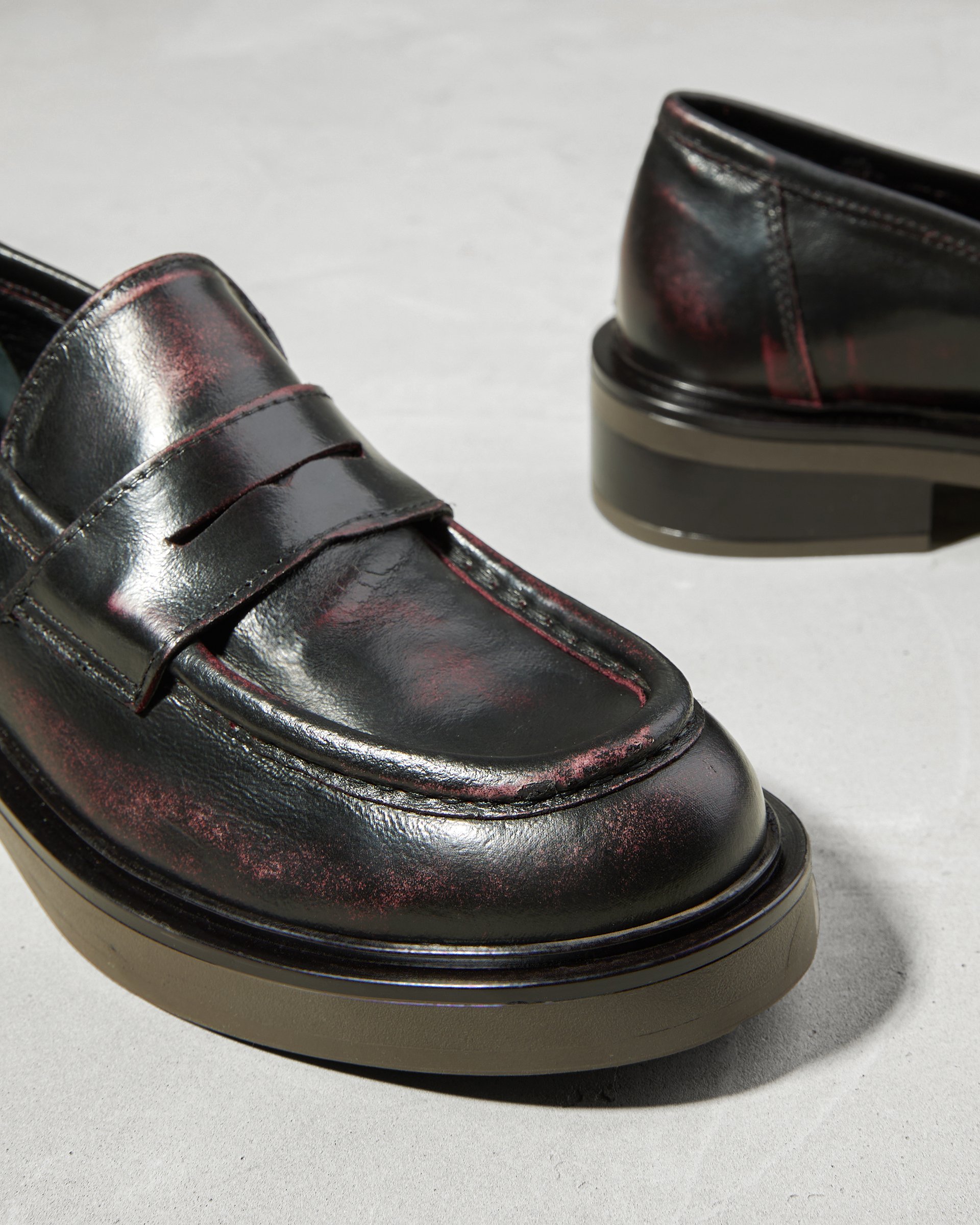 Темно-бордовые кожаные лоферы - Image 3 of 7