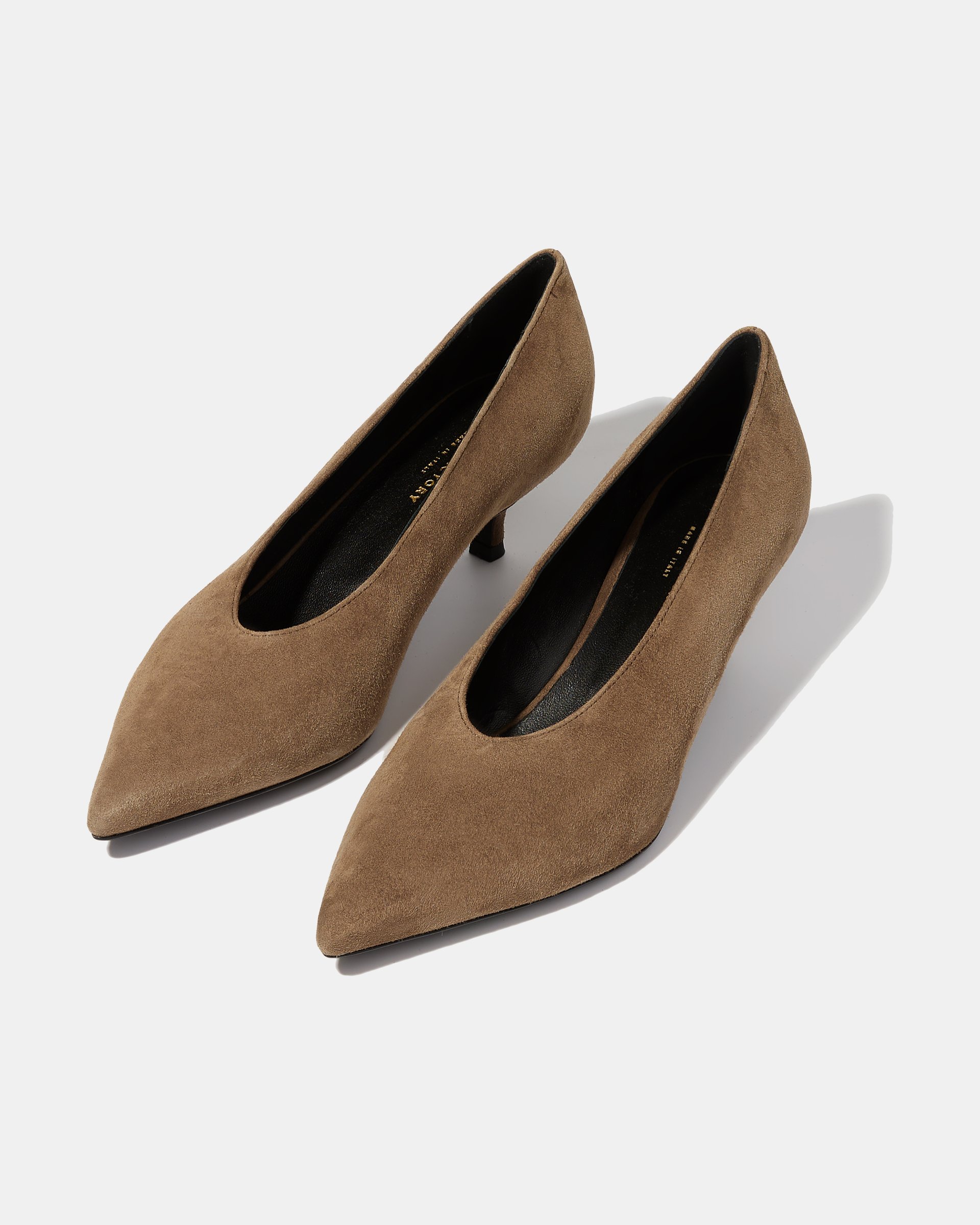 Серо-бежевые замшевые туфли на каблуке - Image 2 of 5