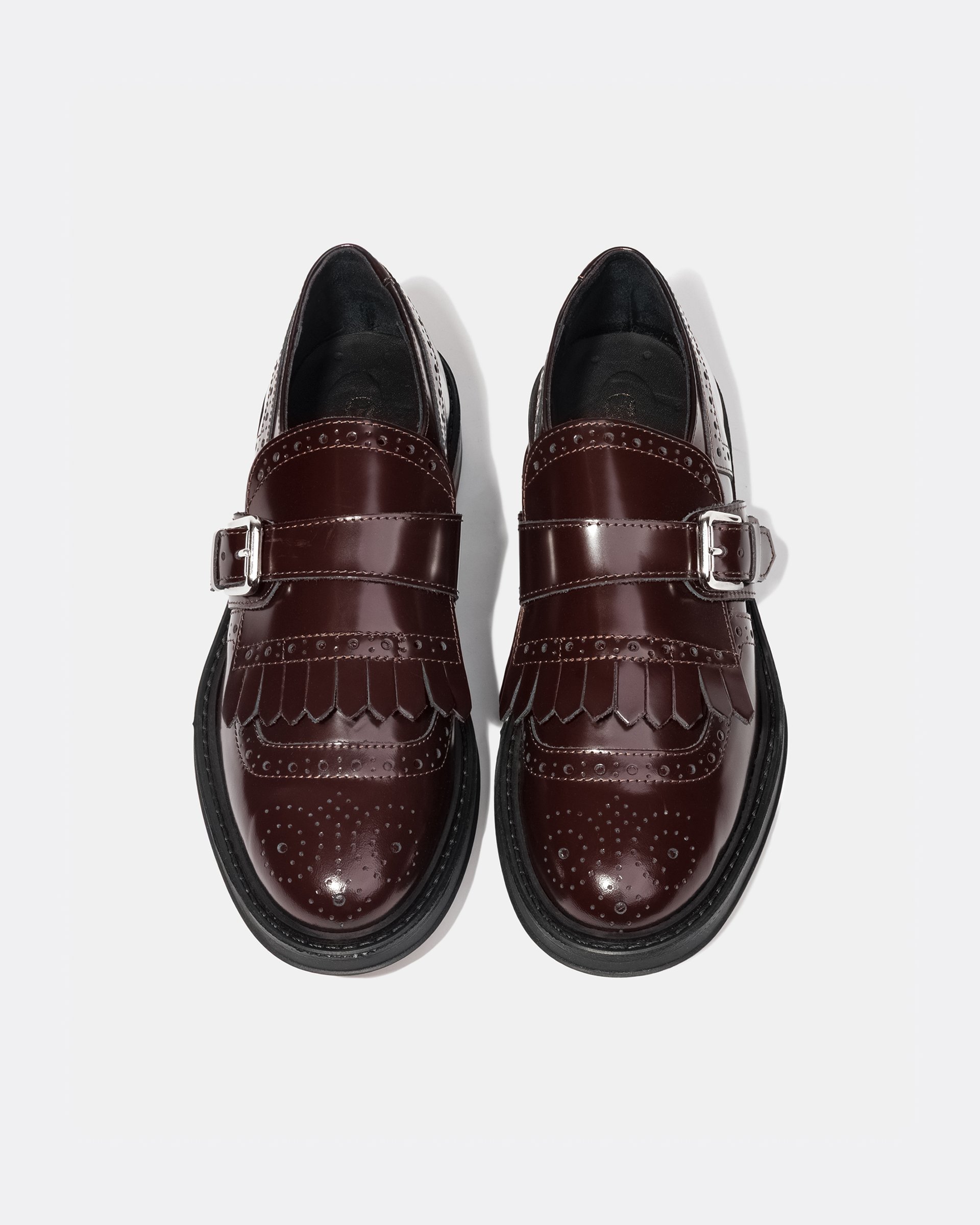 Бордовые кожаные туфли с ремешками - Image 3 of 4