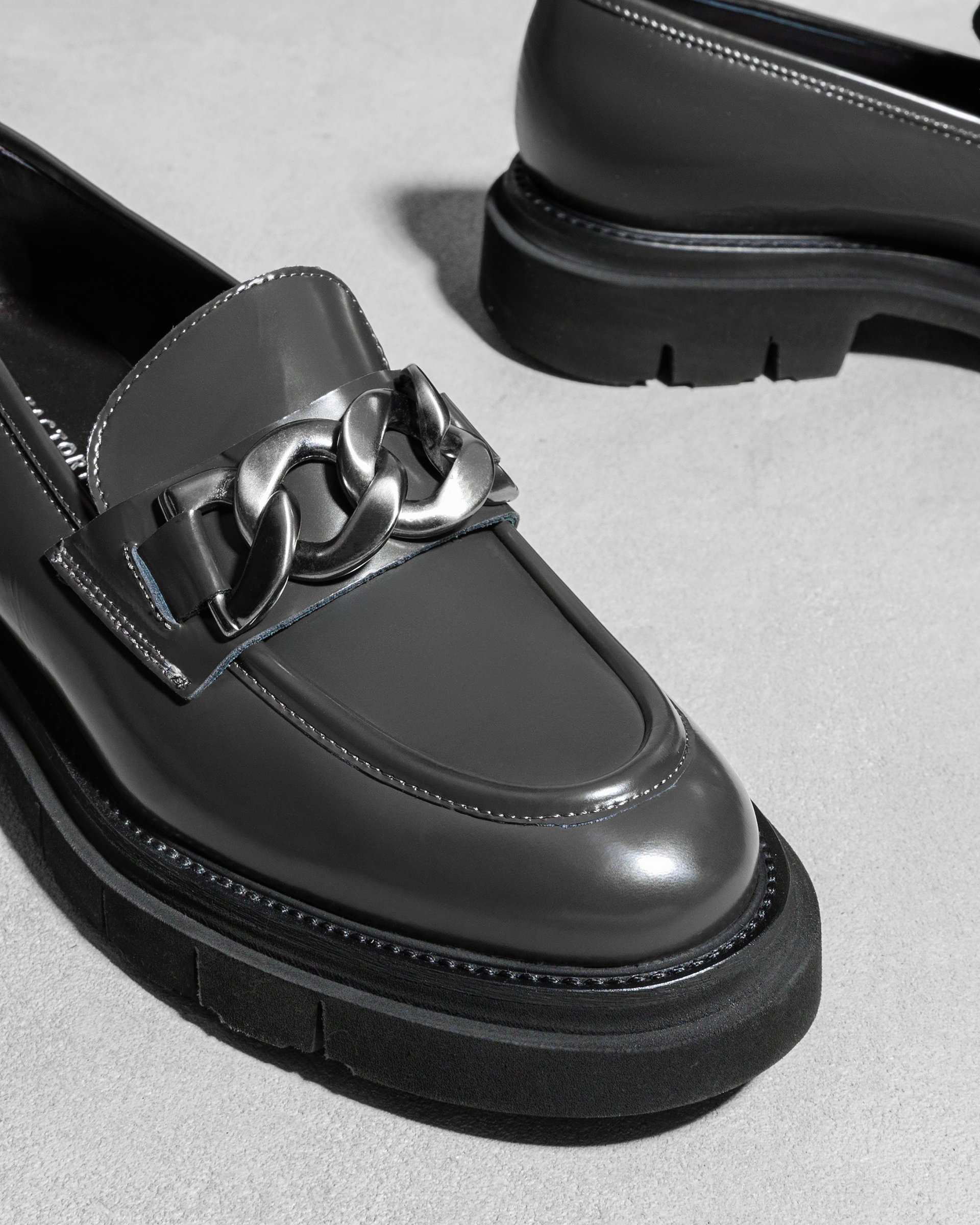 Серые кожаные лоферы классического стиля - Image 4 of 6
