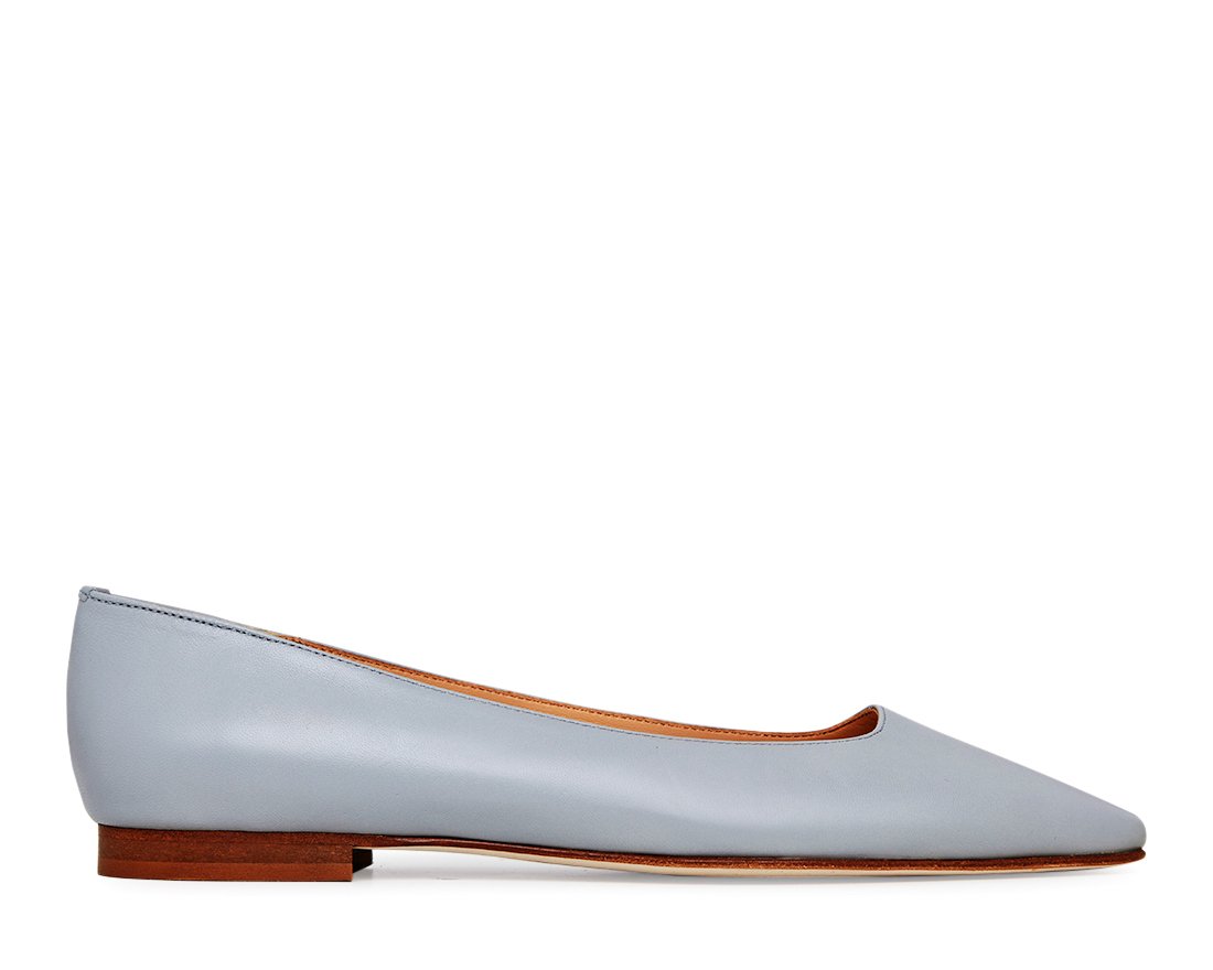 Голубые кожаные балетки - Main image
