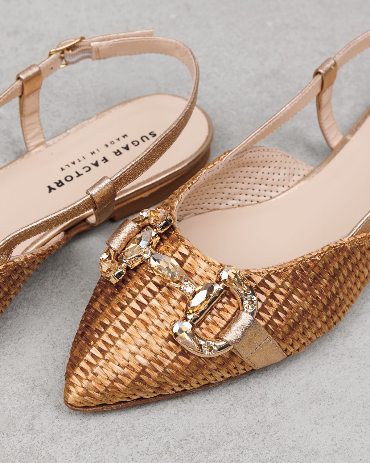 Золотые текстильные балетки - Image 4 of 4