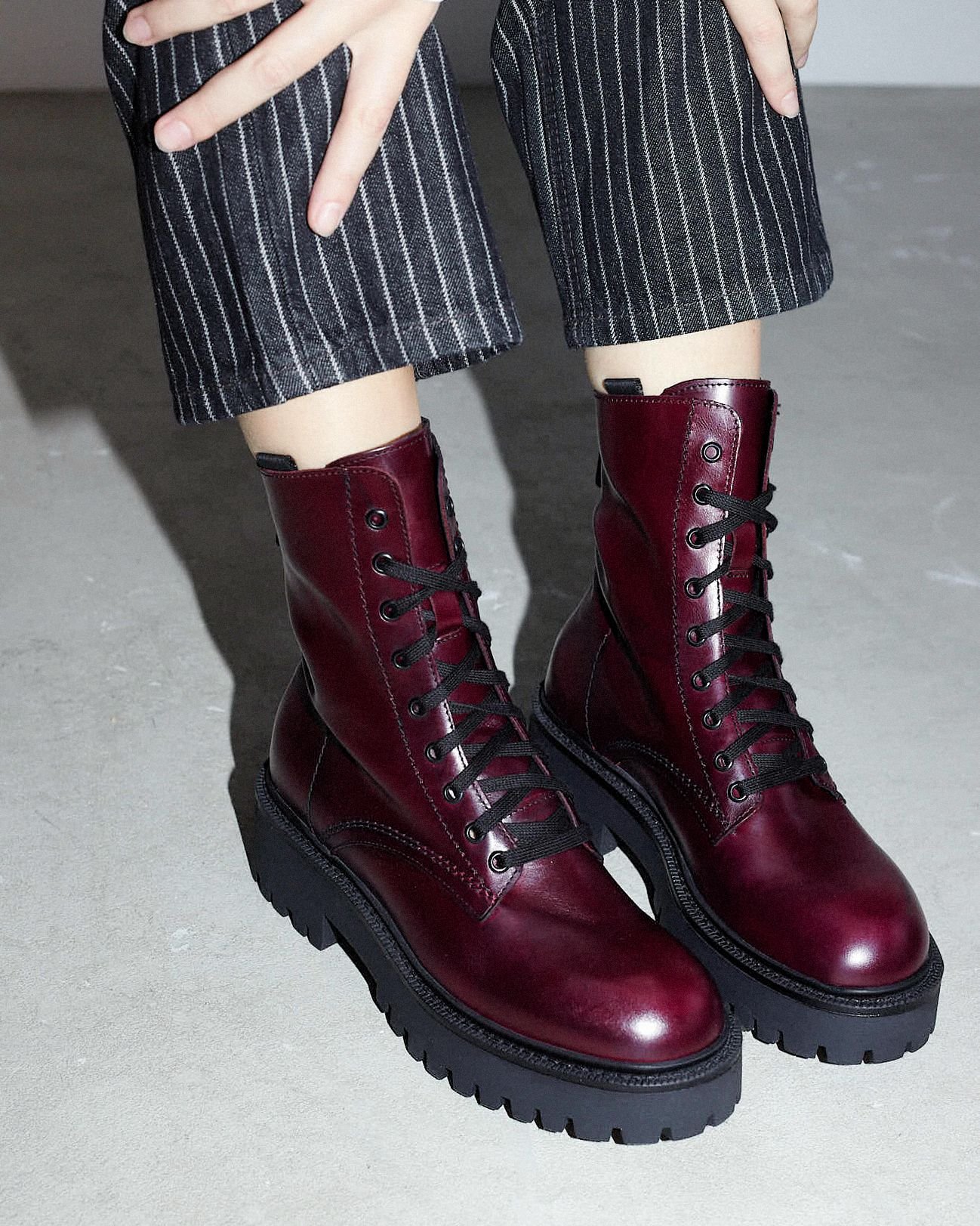 Бордовые кожаные ботинки - Image 7 of 7