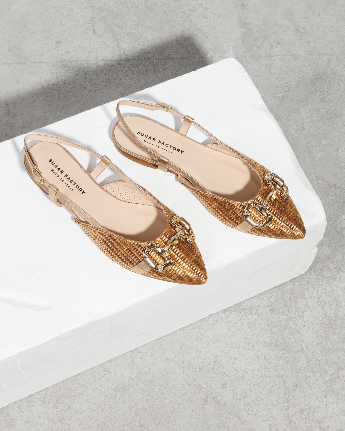 Золотые текстильные балетки - Image 2 of 4