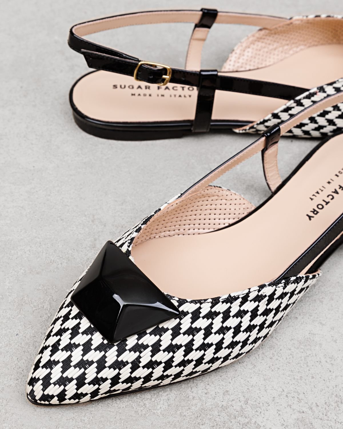 Черно-белые текстильные балетки - Image 4 of 6