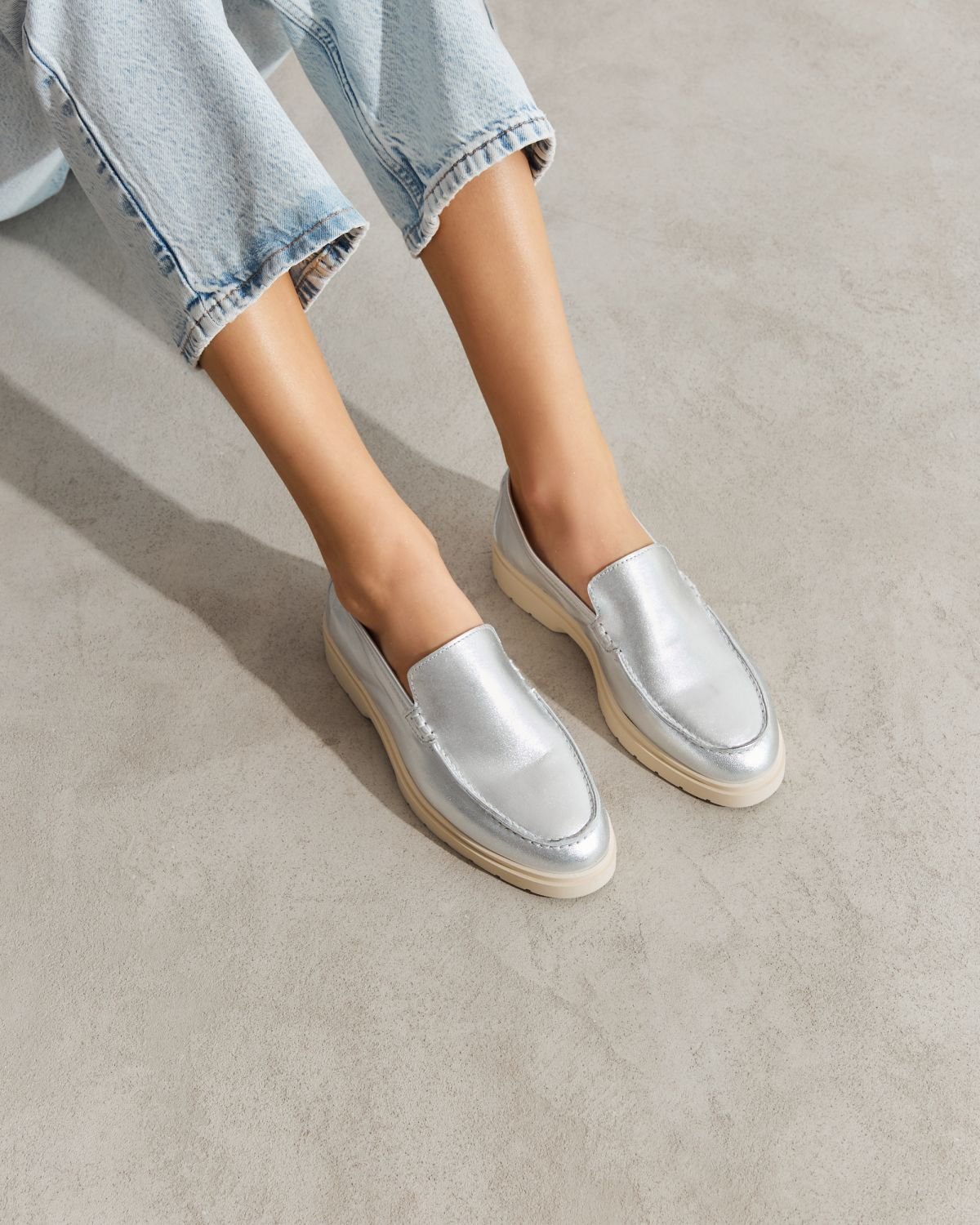 Серебряные кожаные лоферы - Image 5 of 6