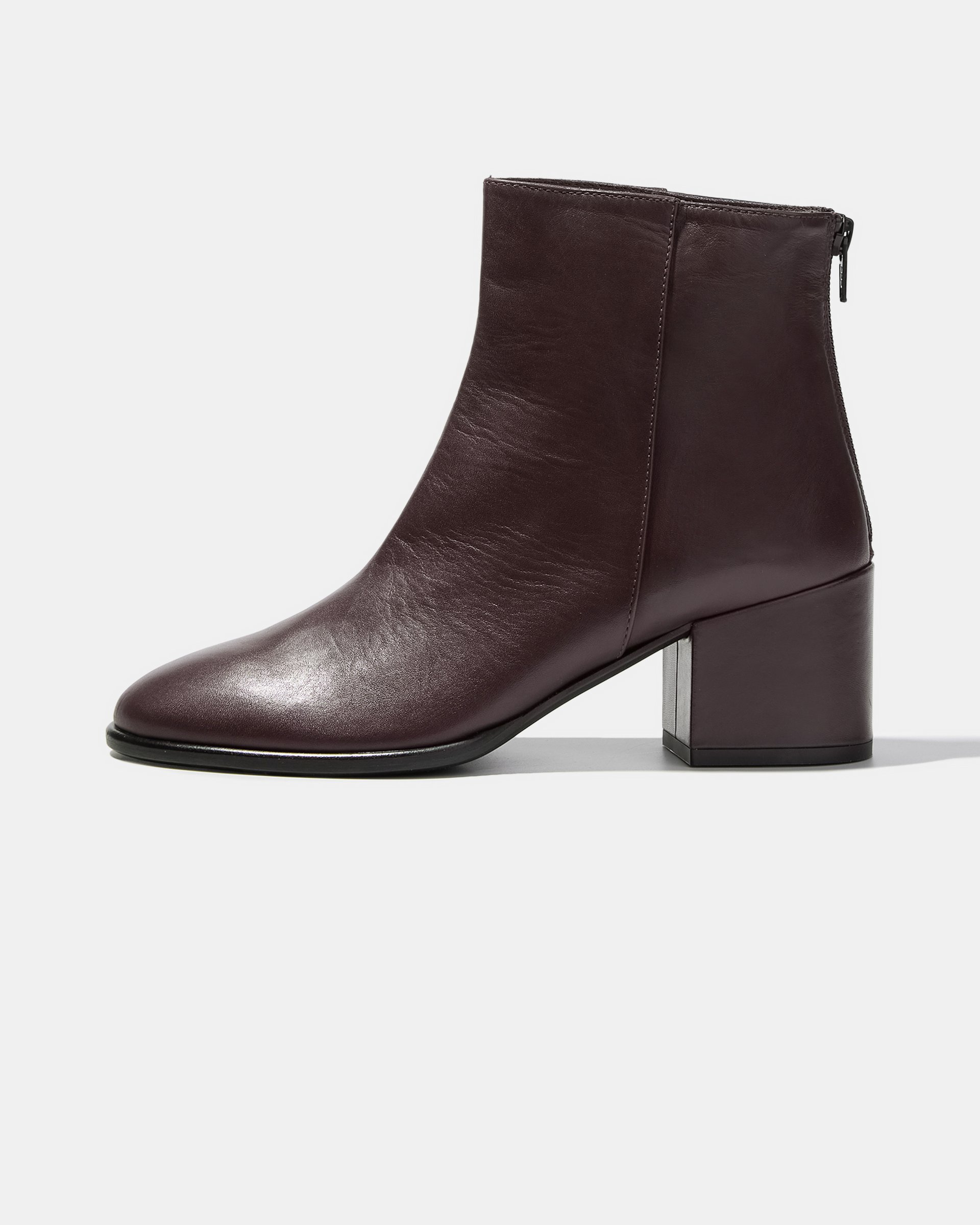 Темно-бордовые кожаные ботильоны