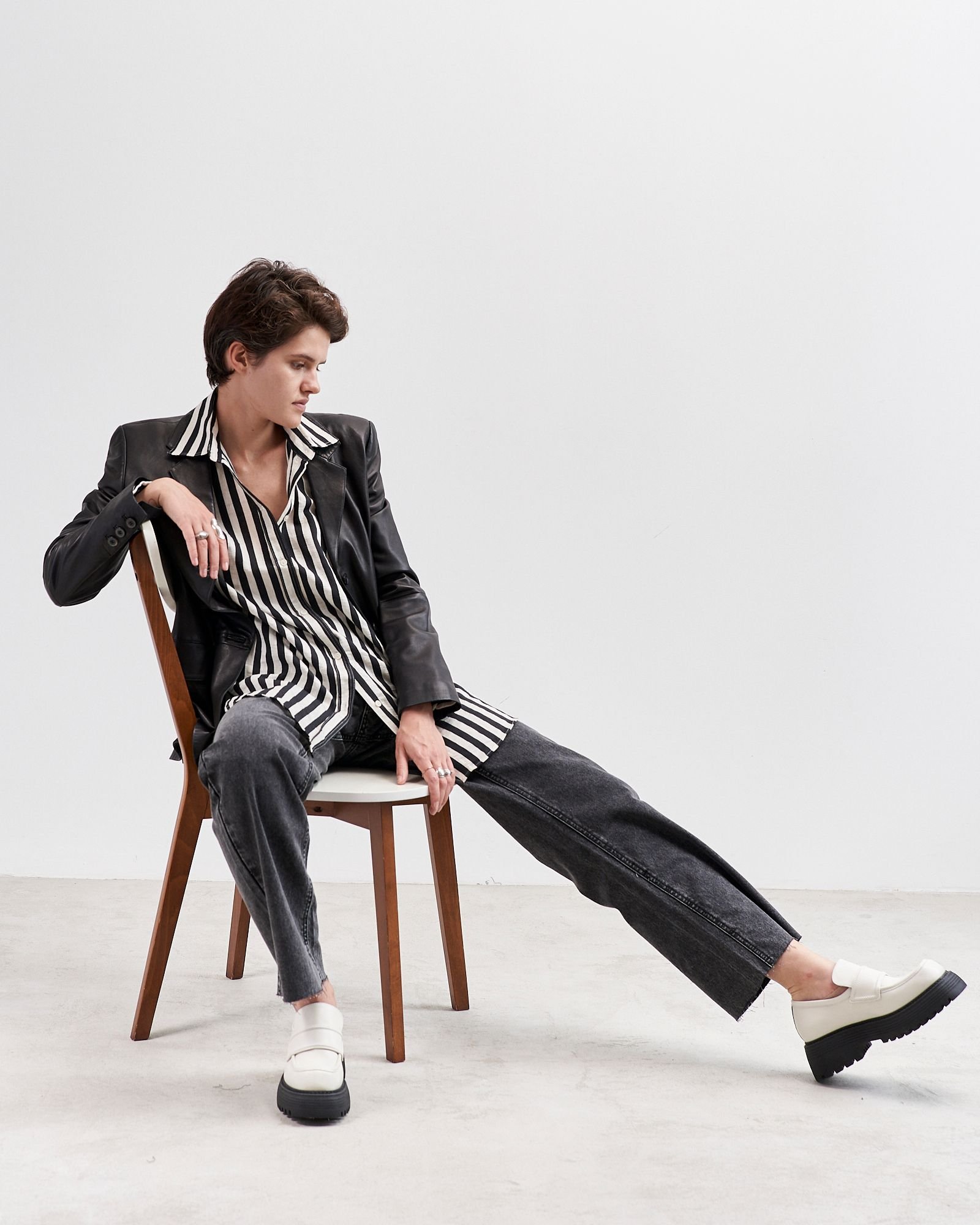 Молочные кожаные лоферы - Main image