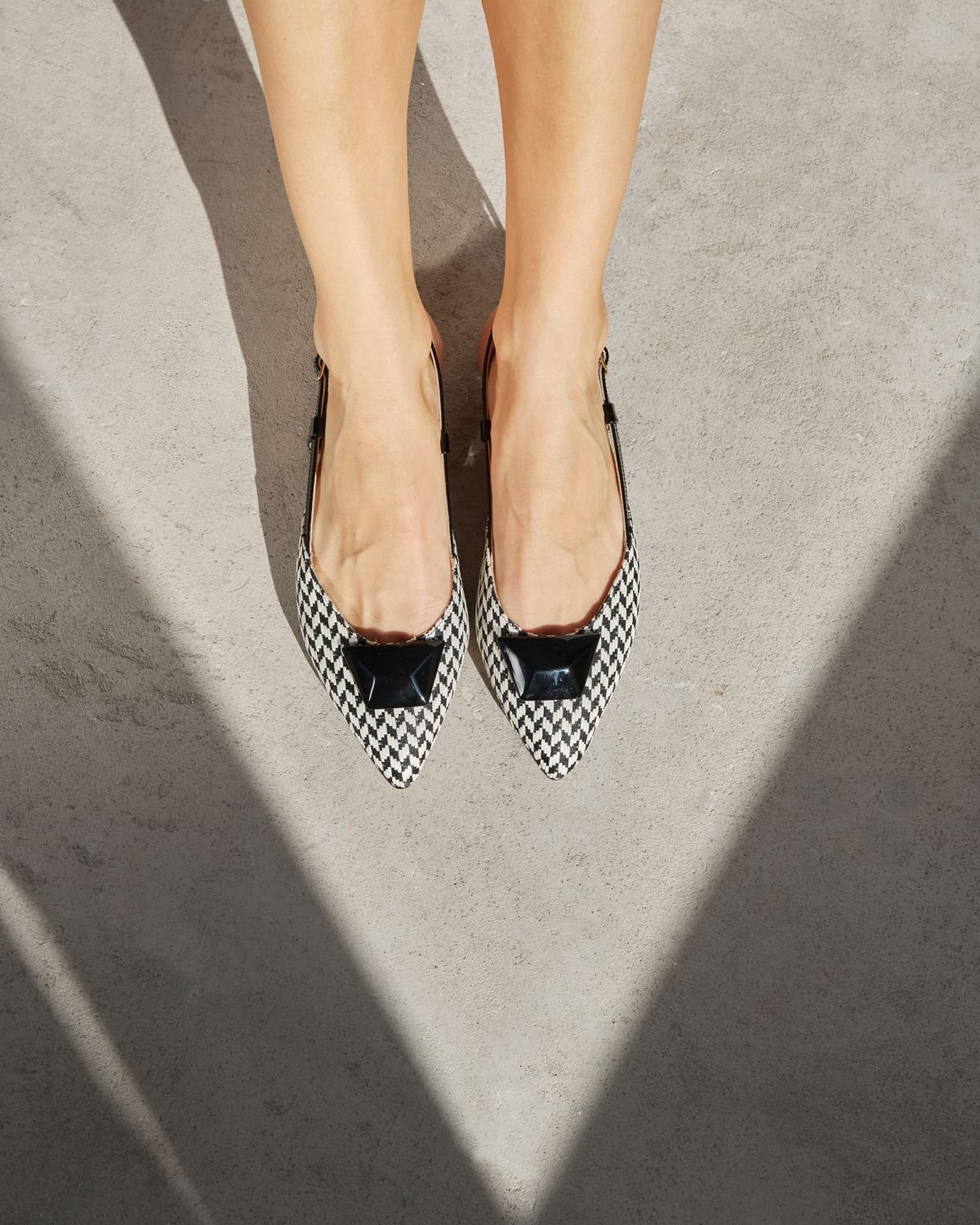 Черно-белые текстильные балетки - Image 6 of 6