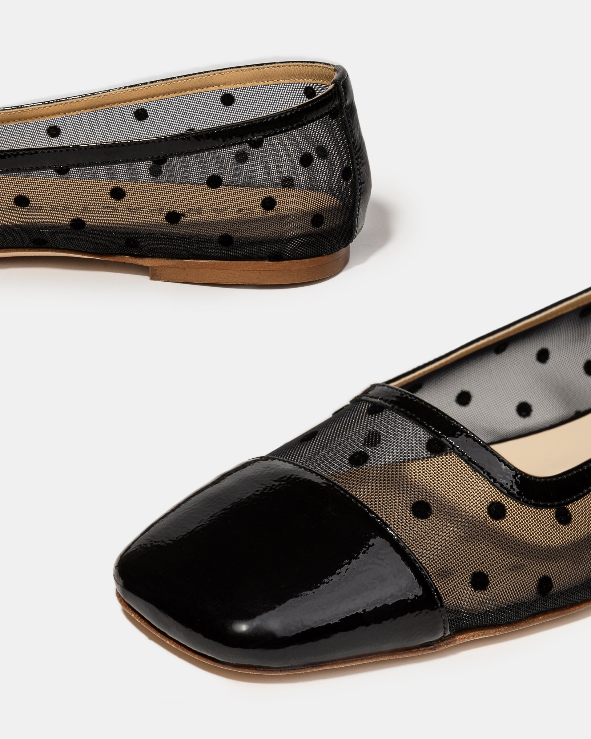 Черные лаковые балетки из текстильной сетки - Image 4 of 5