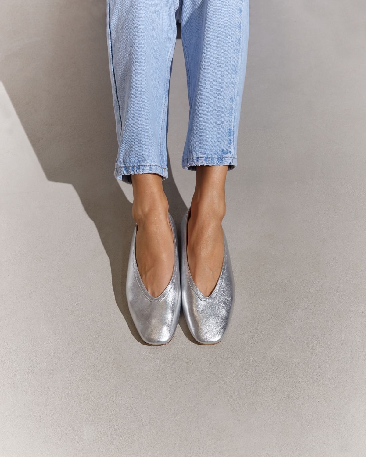 Серебряные кожаные балетки - Image 7 of 7