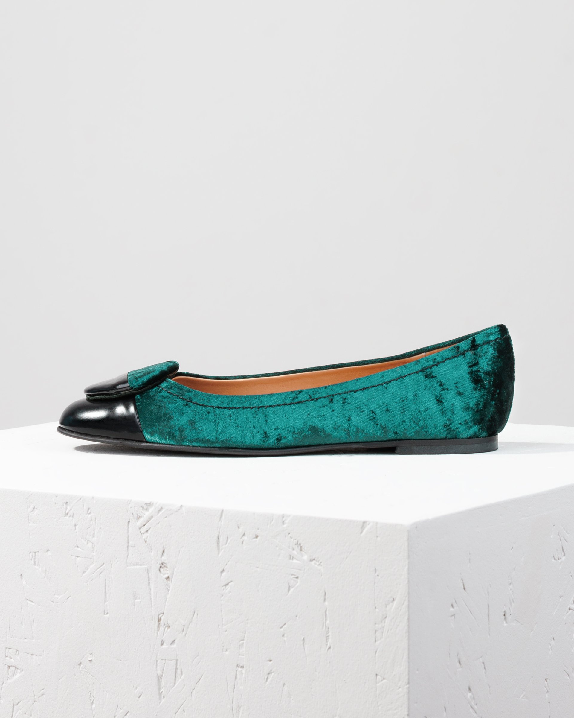 Зеленые балетки из велюра и кожи - Main image