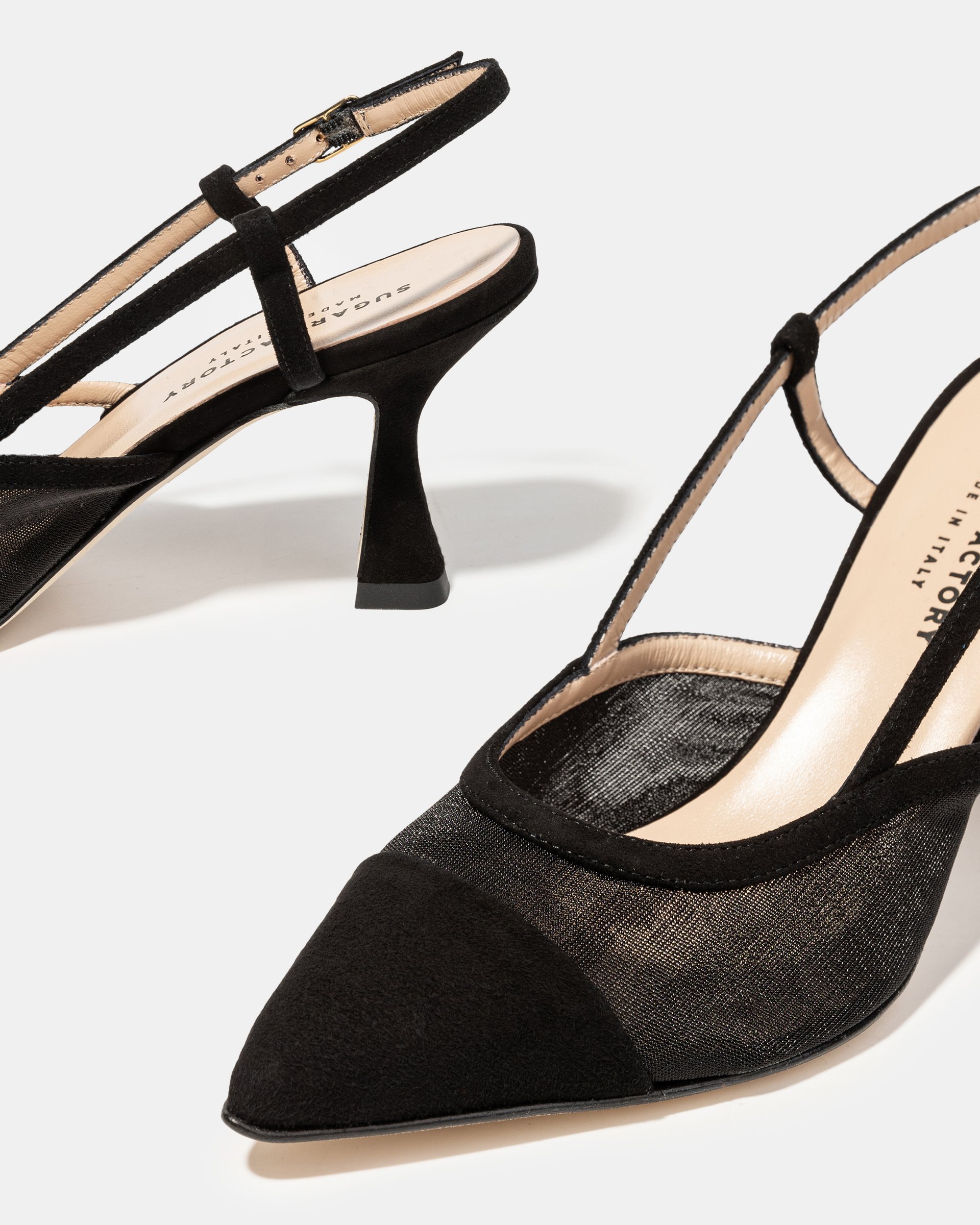 Черные туфли на каблуке с текстильными вставками - Image 4 of 4