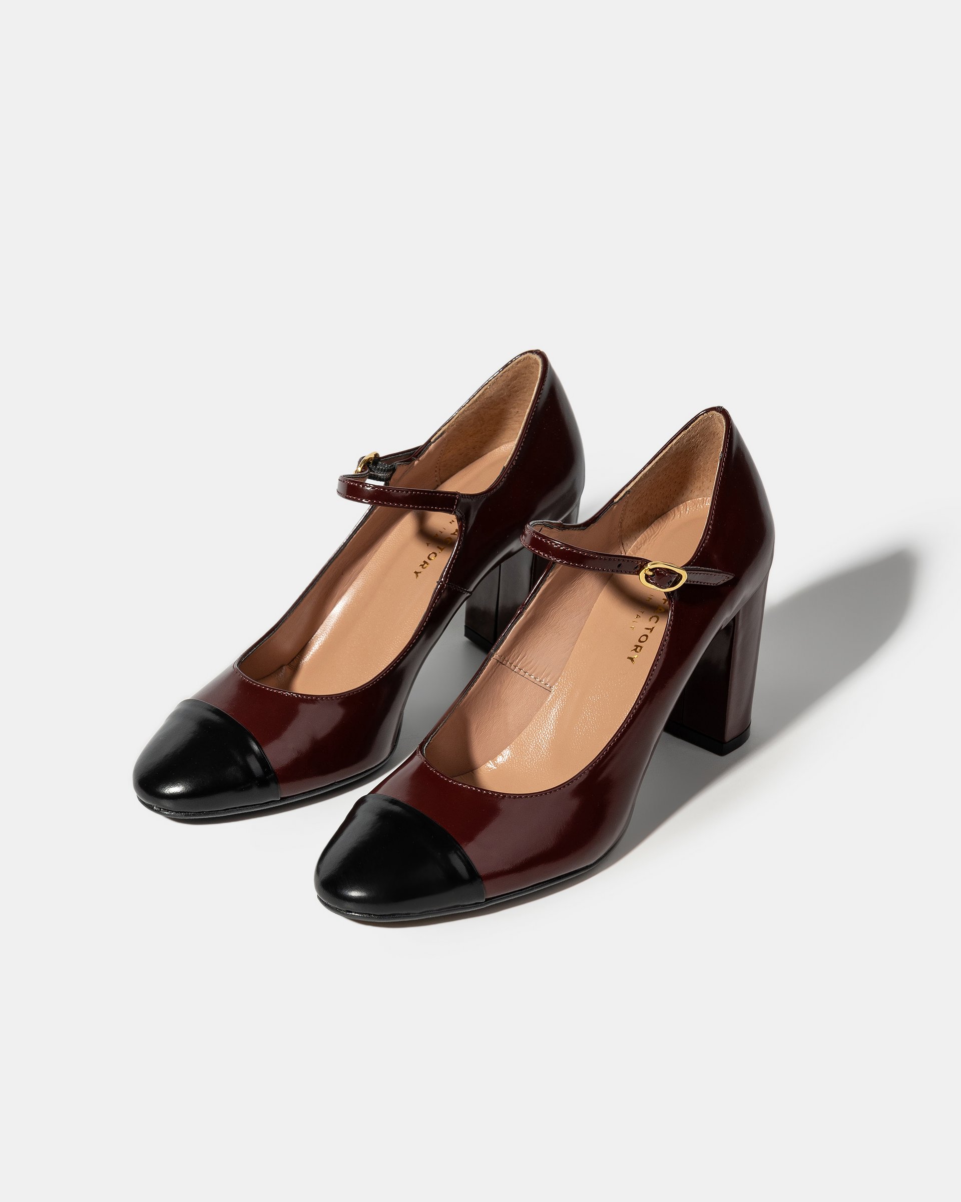 Бордово-черные кожаные туфли на каблуке - Image 2 of 4