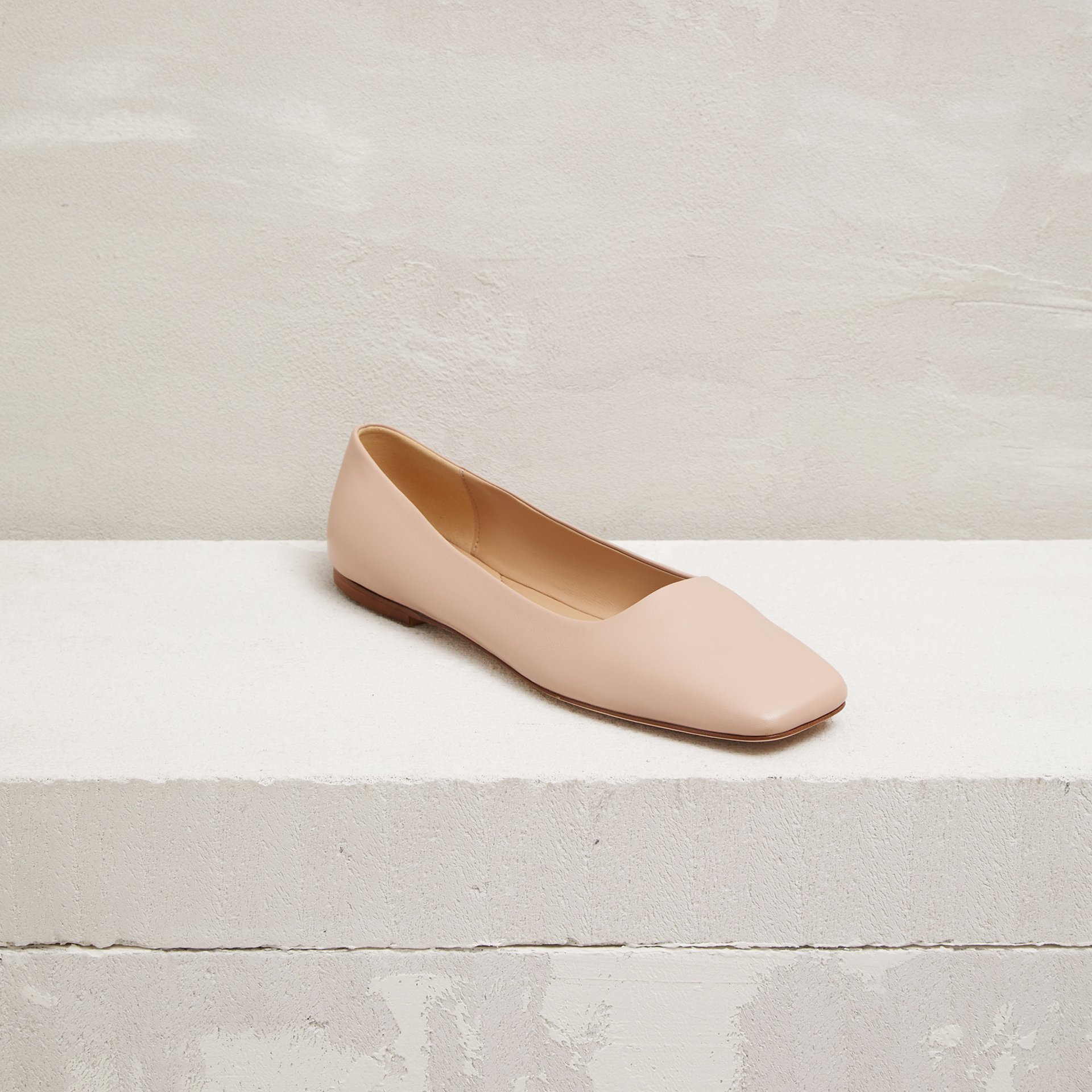 Пудровые кожаные балетки - Main image