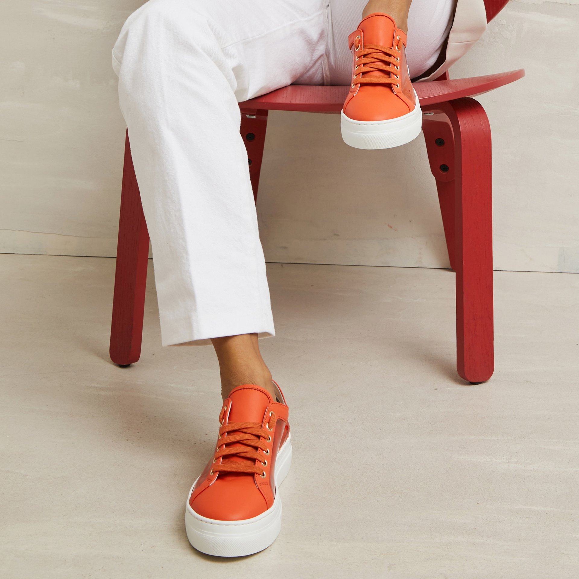 Оранжевые кожаные кеды - Image 5 of 5