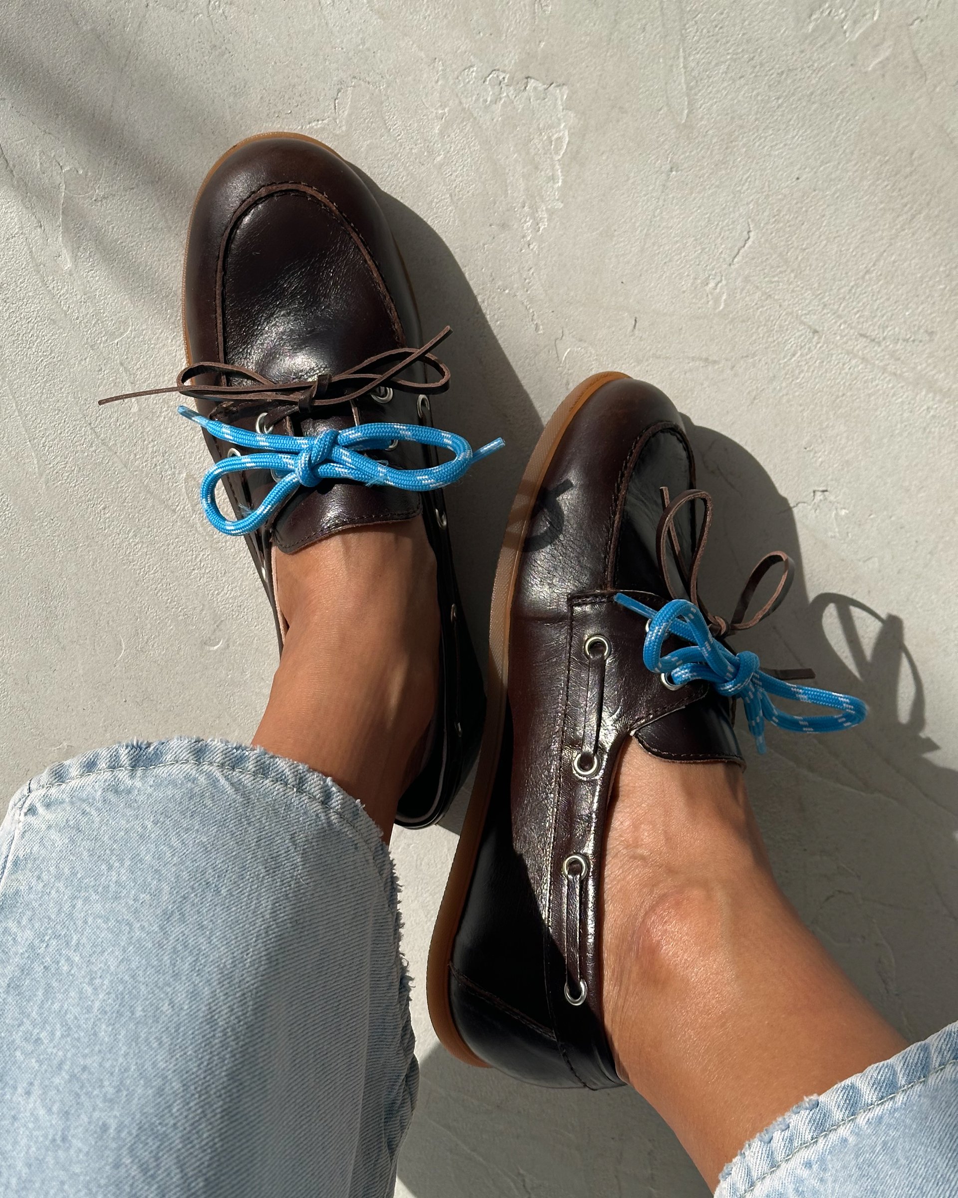 Темно-коричневые кожаные мокасины  со шнурками - Image 5 of 5