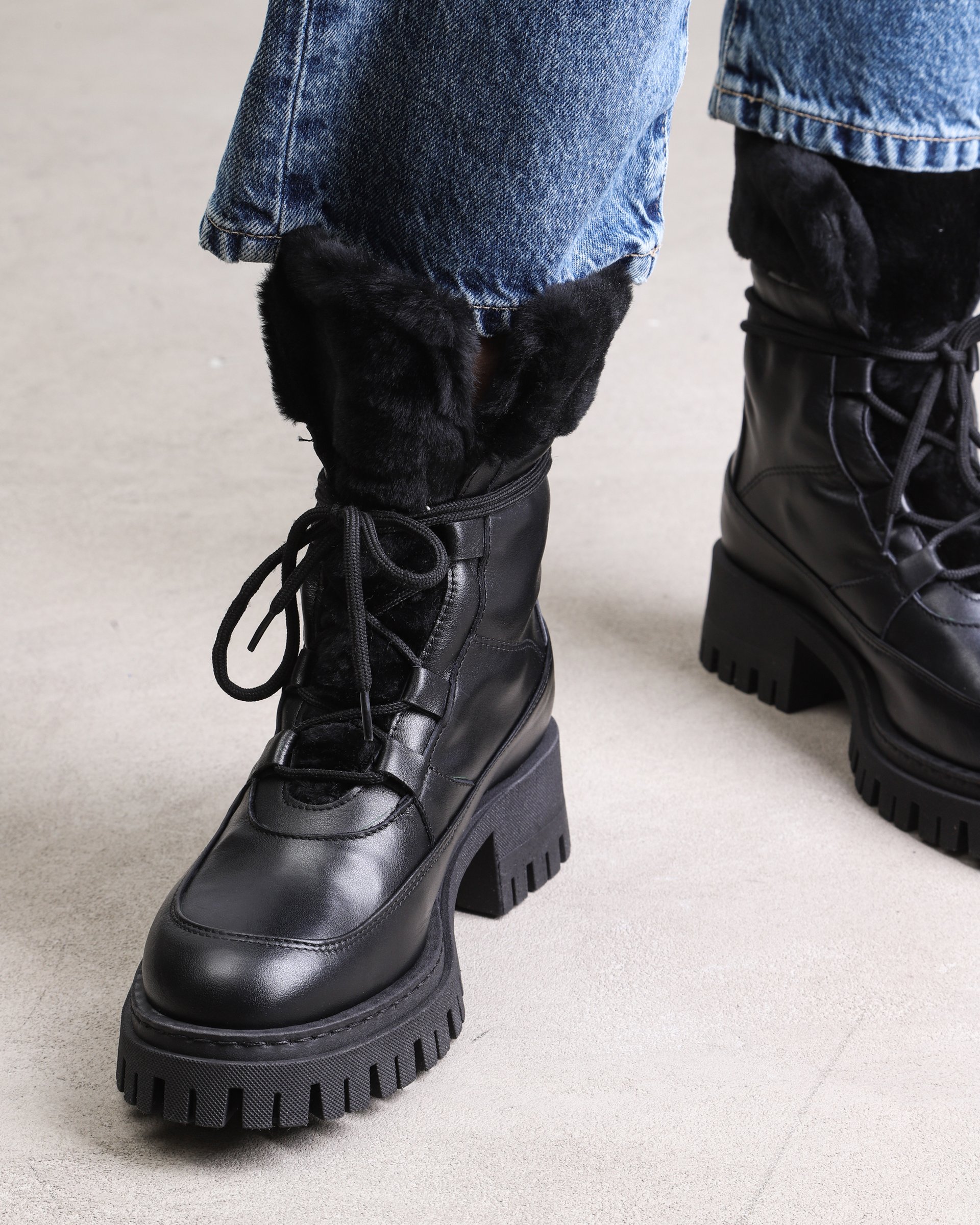 Черные кожаные ботинки с меховой отделкой - Image 5 of 5
