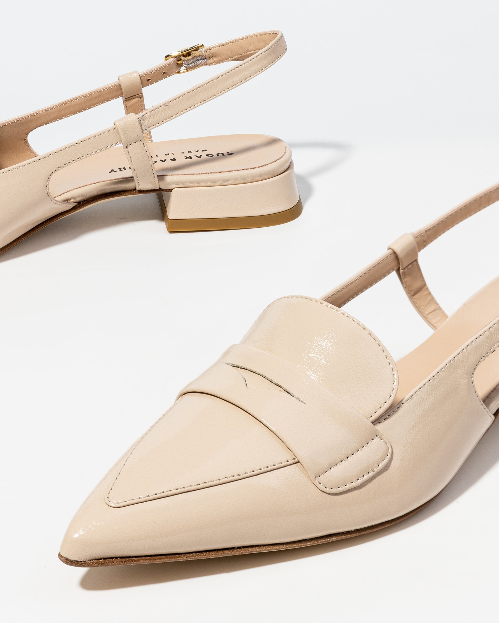 Бежевые кожаные туфли на низком каблуке - Image 4 of 5