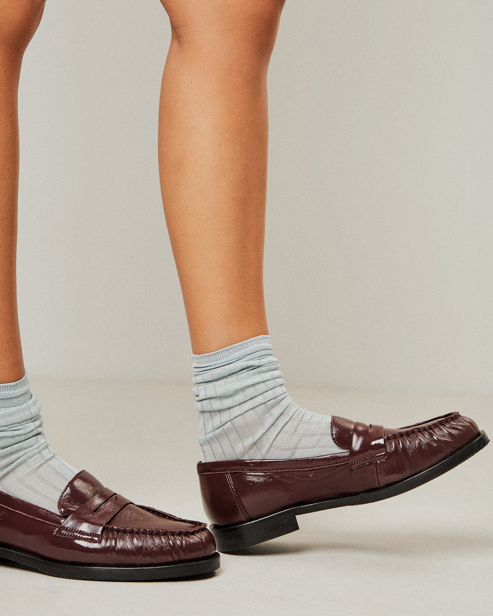 Кожаные женские лоферы цвета бургунди - Image 5 of 5