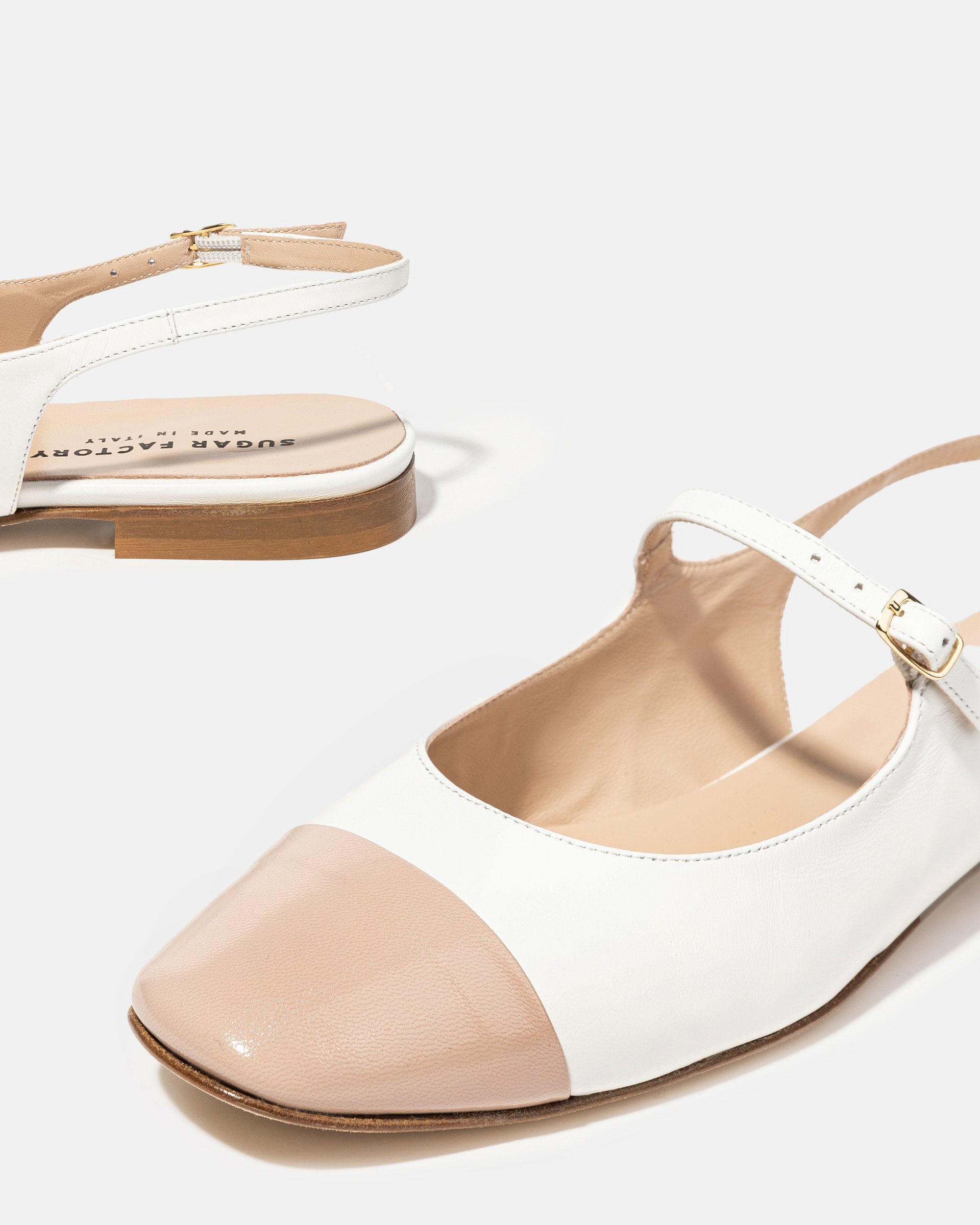 Бежево-белые кожаные туфли - Image 4 of 4