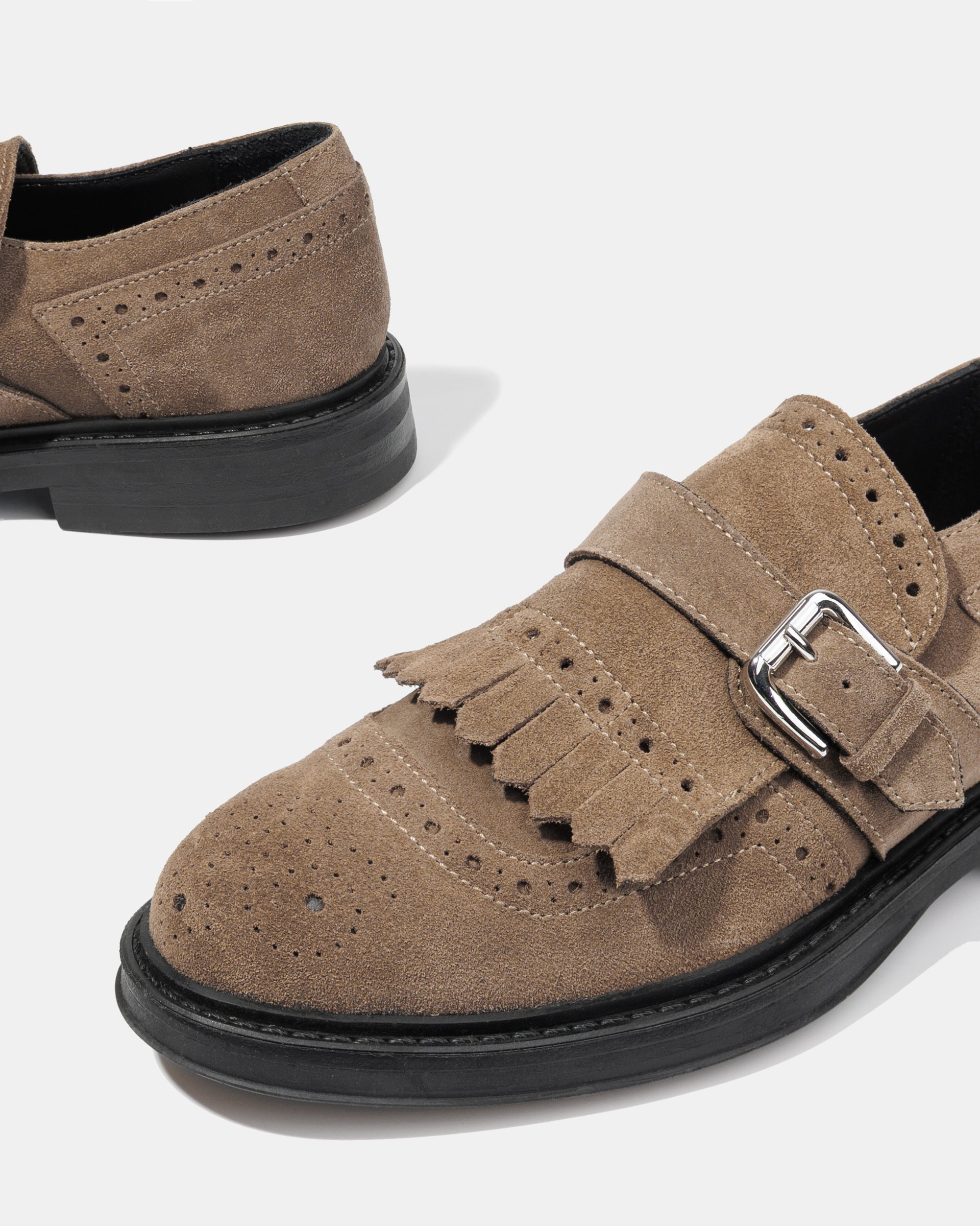 Бежевые замшевые туфли на плоской подошве - Image 4 of 4