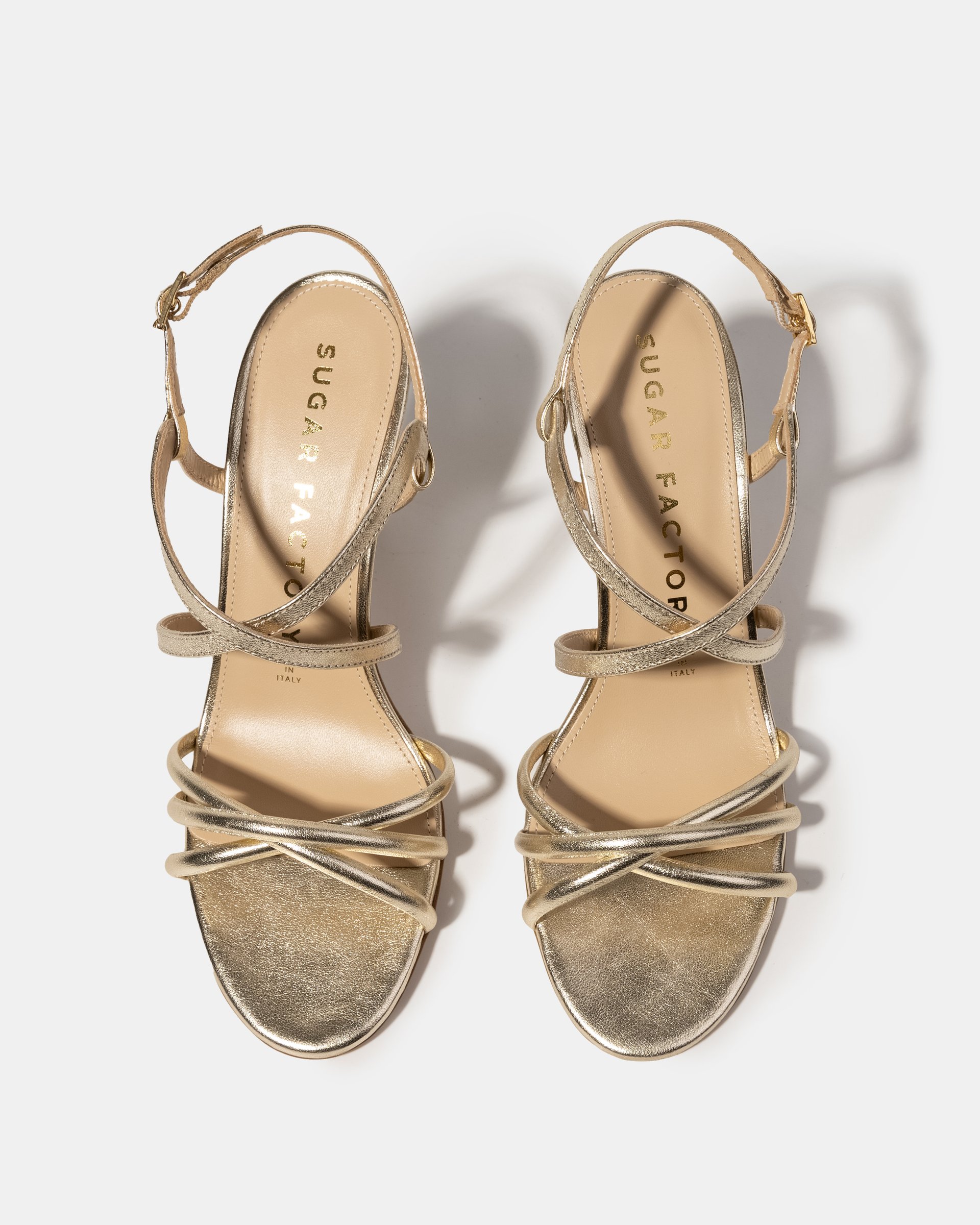 Платиновые кожаные босоножки с ремешками - Image 3 of 5