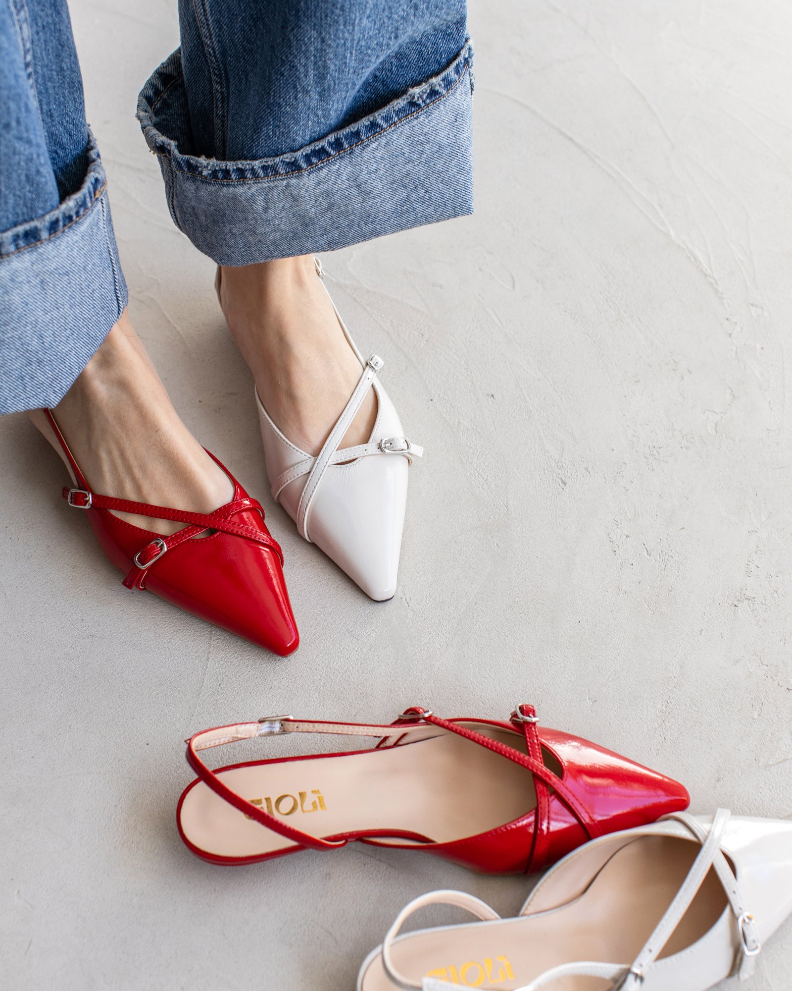 Белые кожаные туфли на низком каблуке - Image 5 of 5