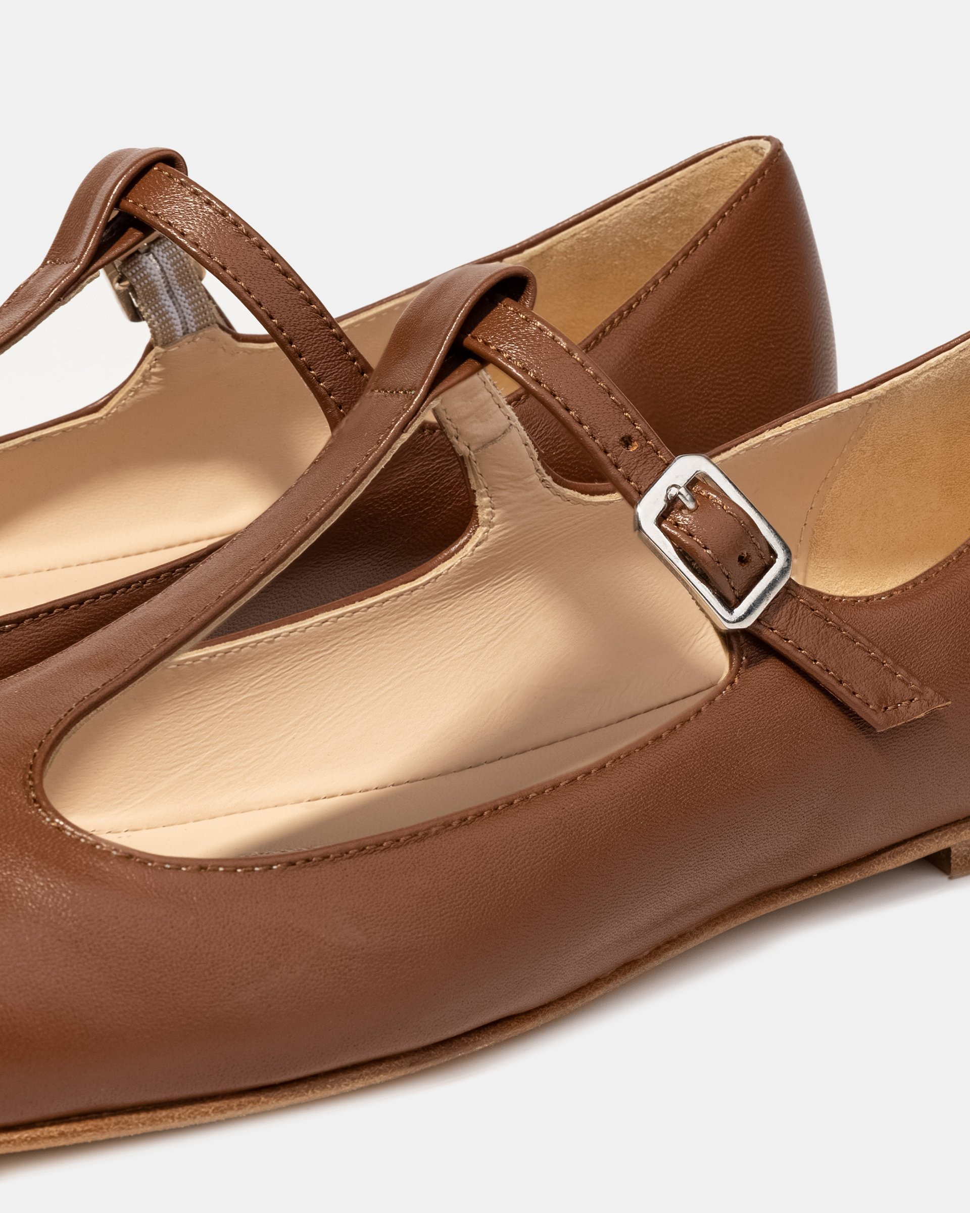 Коричневые кожаные балетки с ремешками - Image 4 of 4