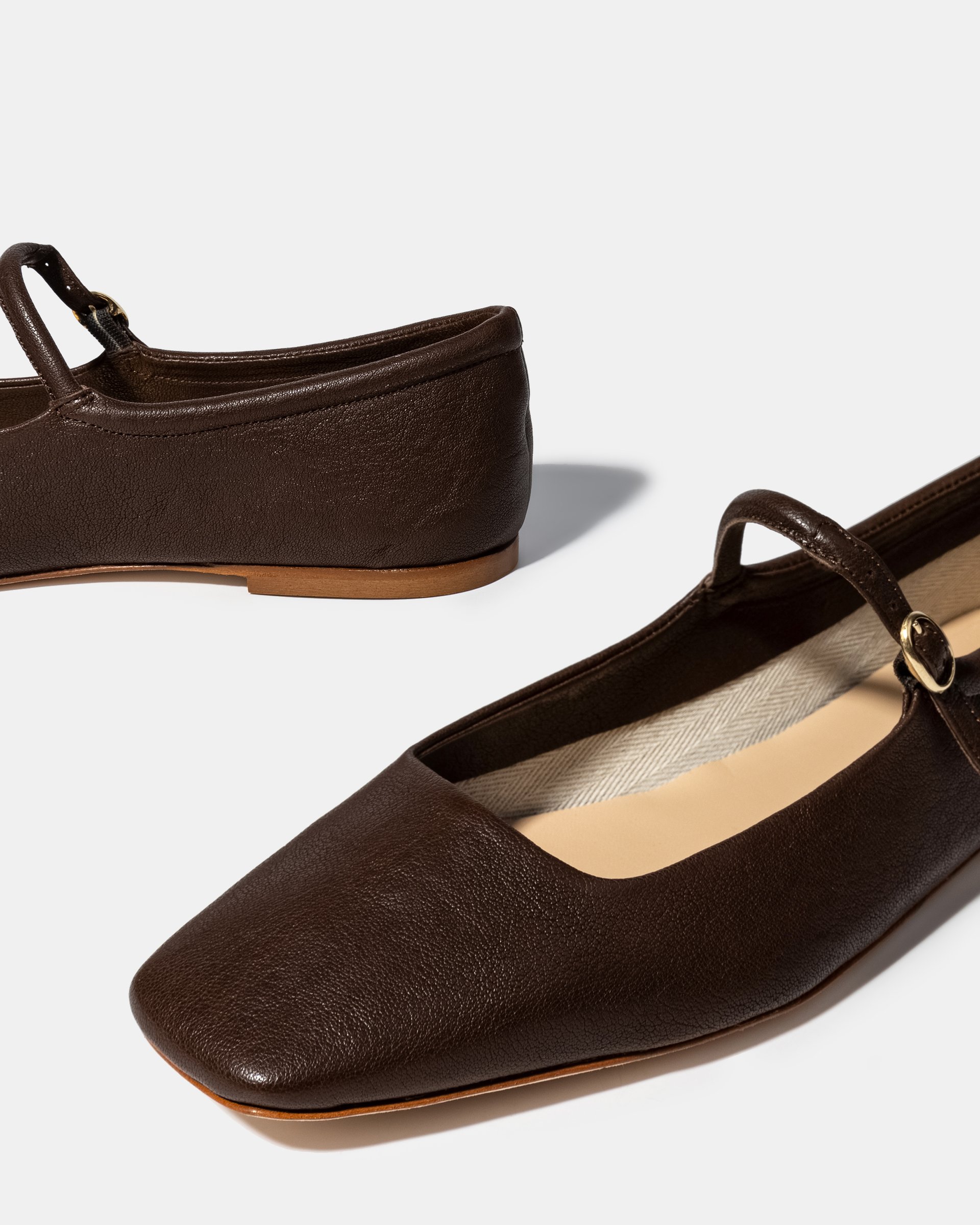 Коричневые кожаные балетки с ремешком - Image 4 of 5