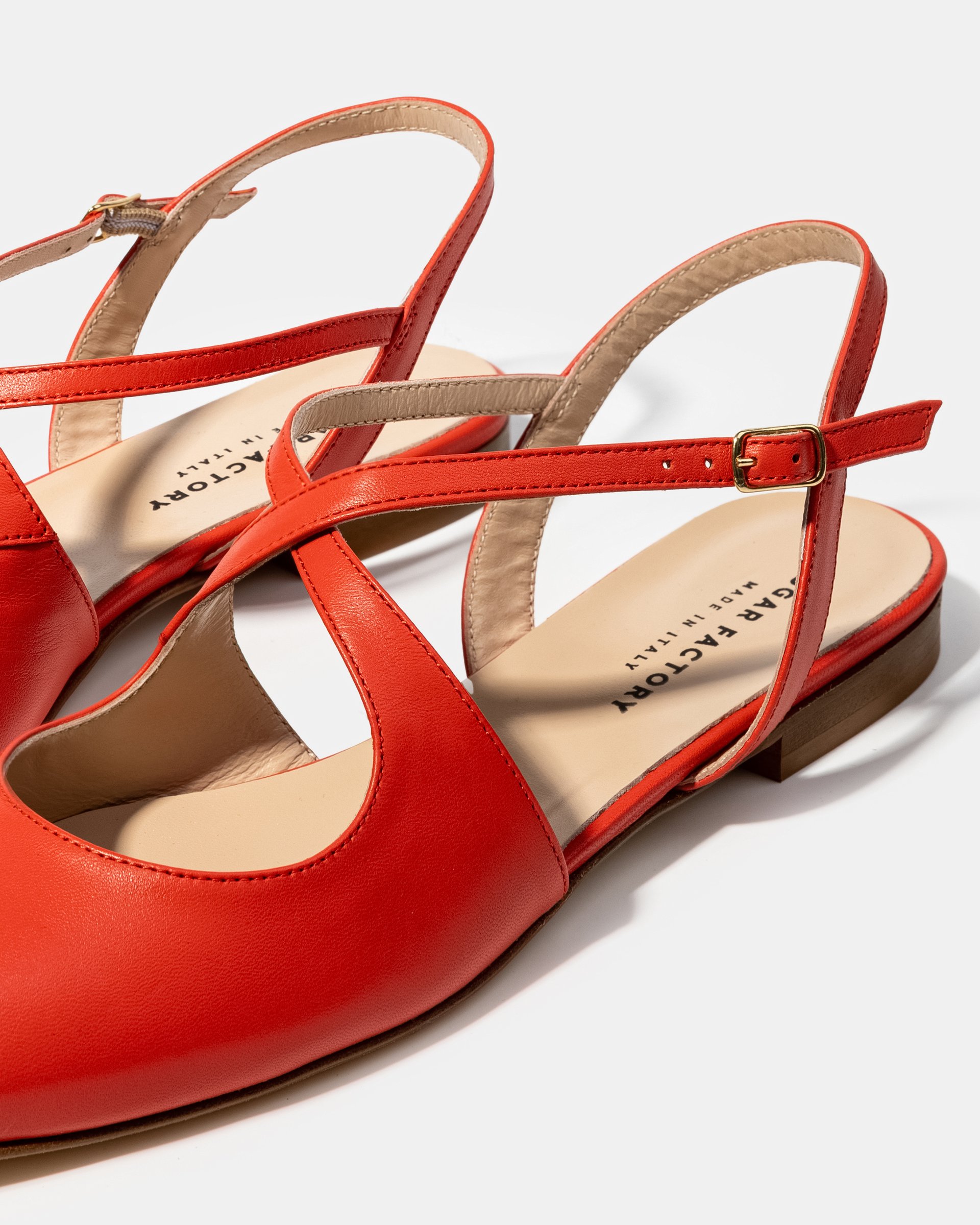 Кораллово-красные кожаные туфли с ремешками - Image 4 of 4