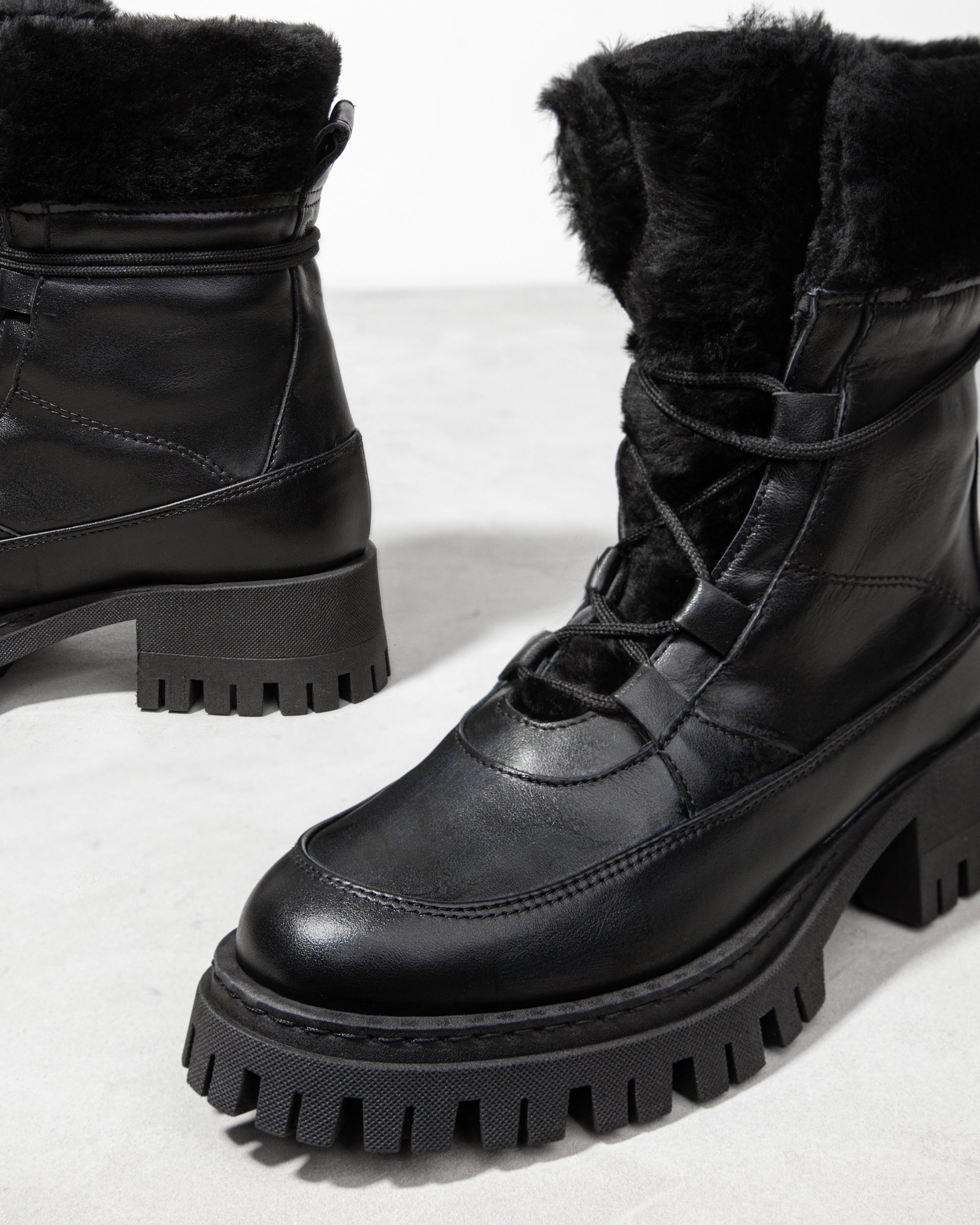 Черные кожаные ботинки с меховой отделкой - Image 4 of 5