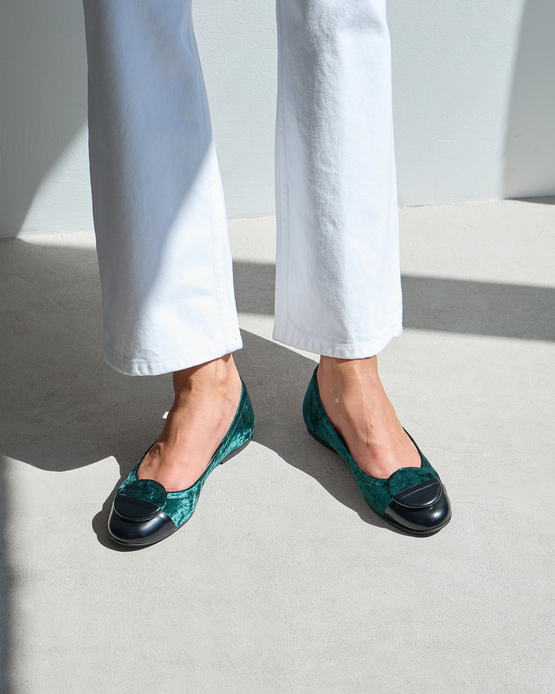 Зеленые балетки из велюра и кожи - Image 5 of 7