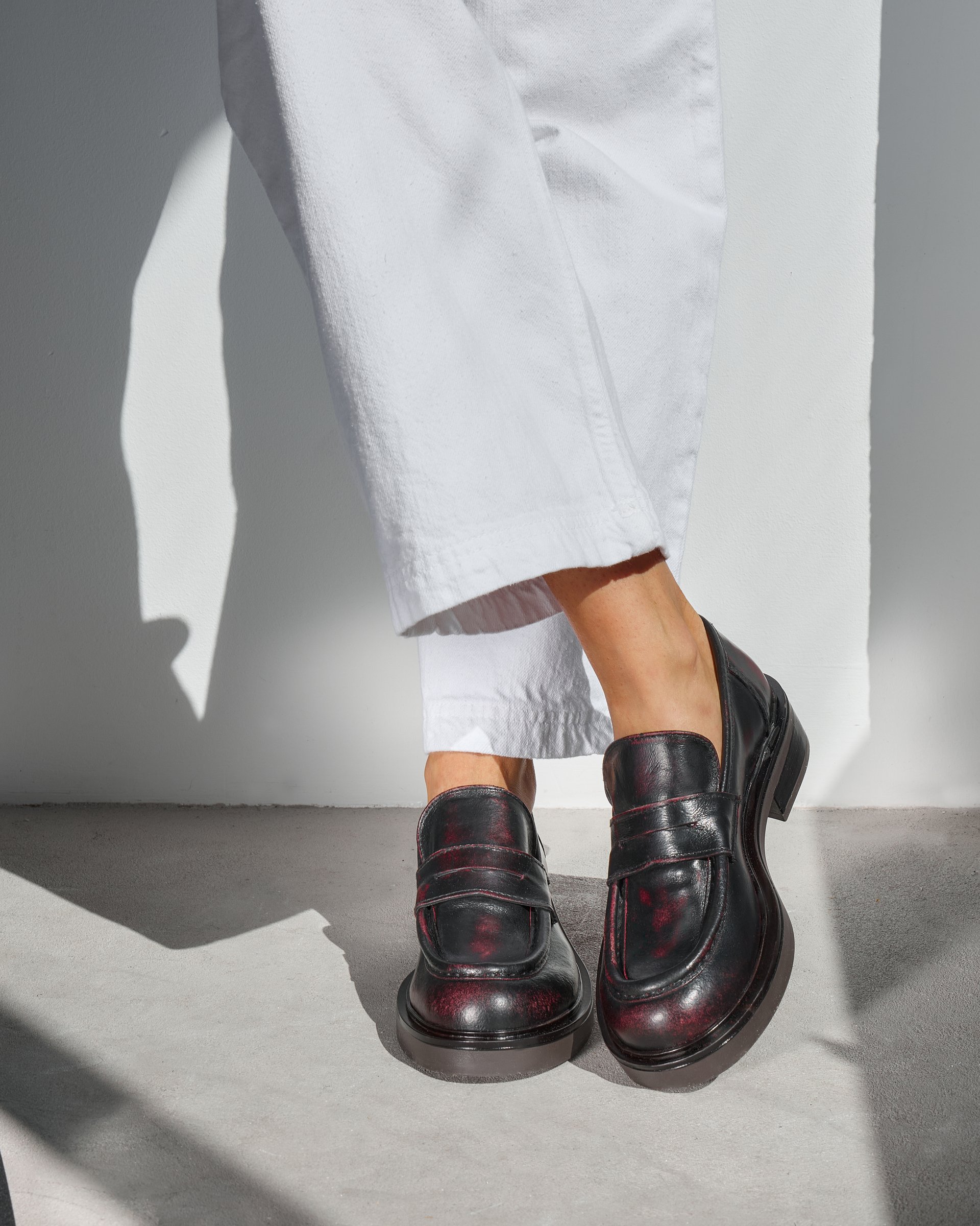 Темно-бордовые кожаные лоферы - Image 6 of 7