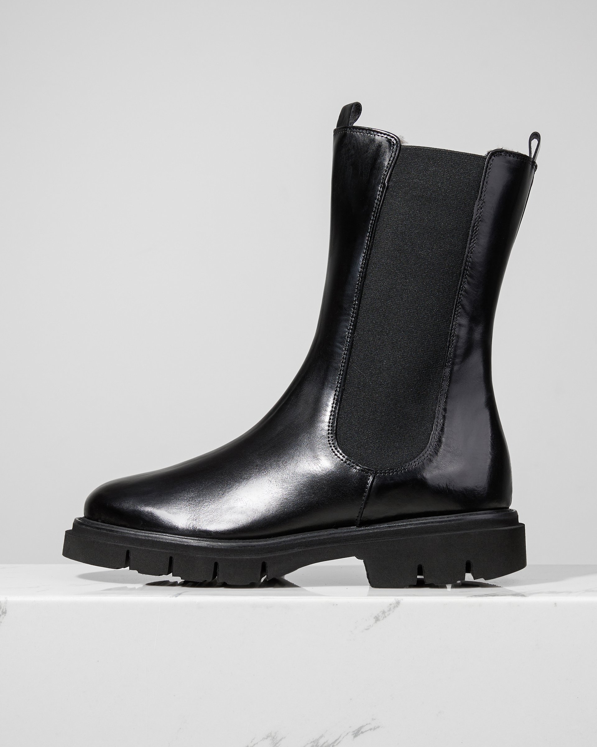 Черные челси с натуральным мехом внутри - Main image